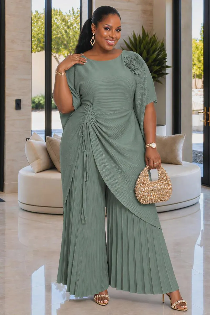 Kimora Tunic & Pant Set - Sage Green