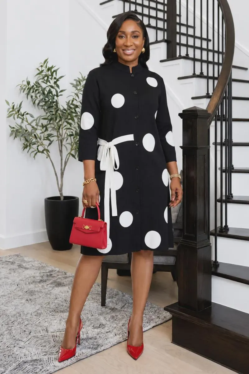 Betty Black Polka Dot Shift Dress