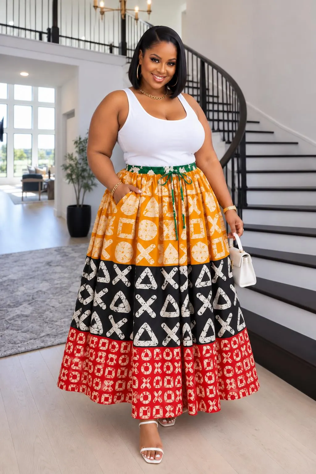 Makena African Print Maxi Skirt