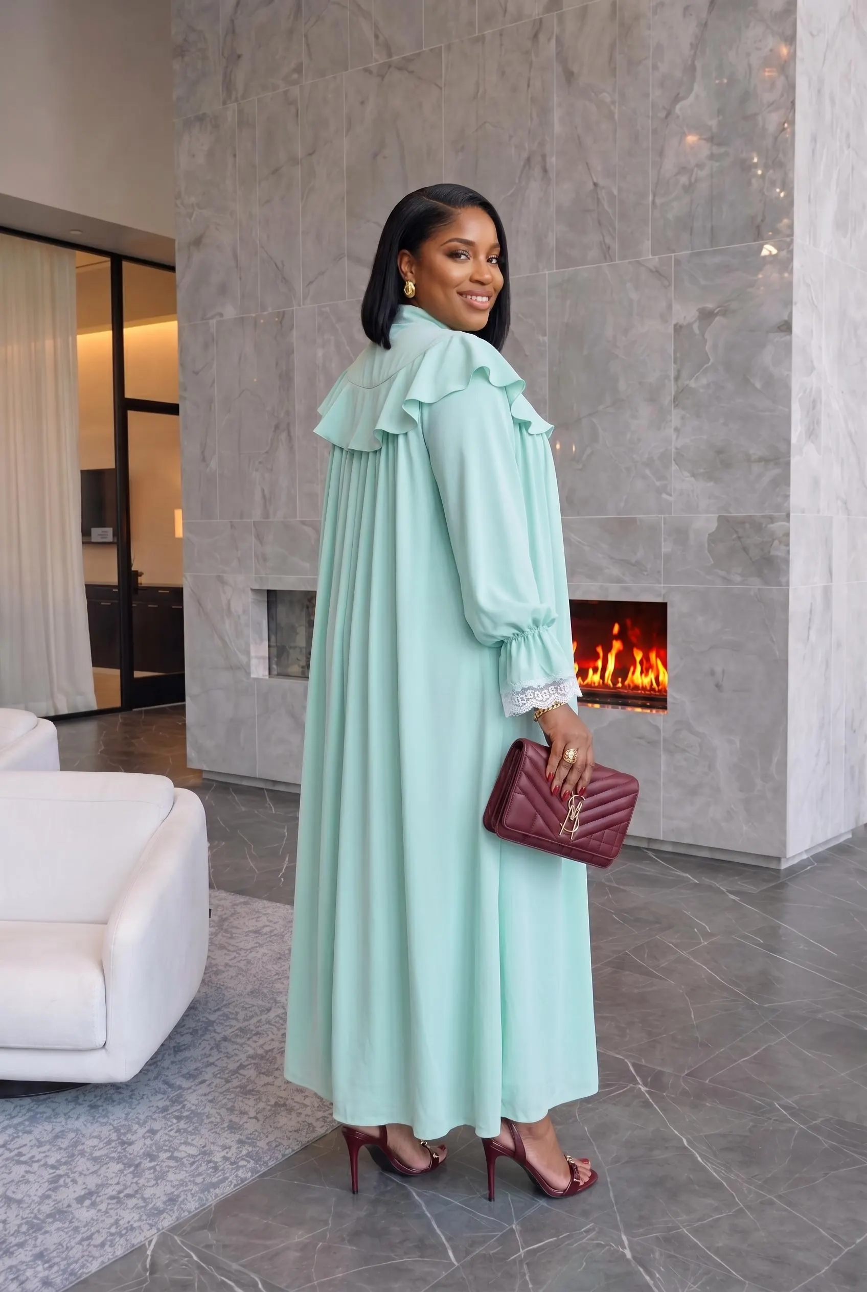 Leila Mint Green Maxi Lacy Dress - image 4