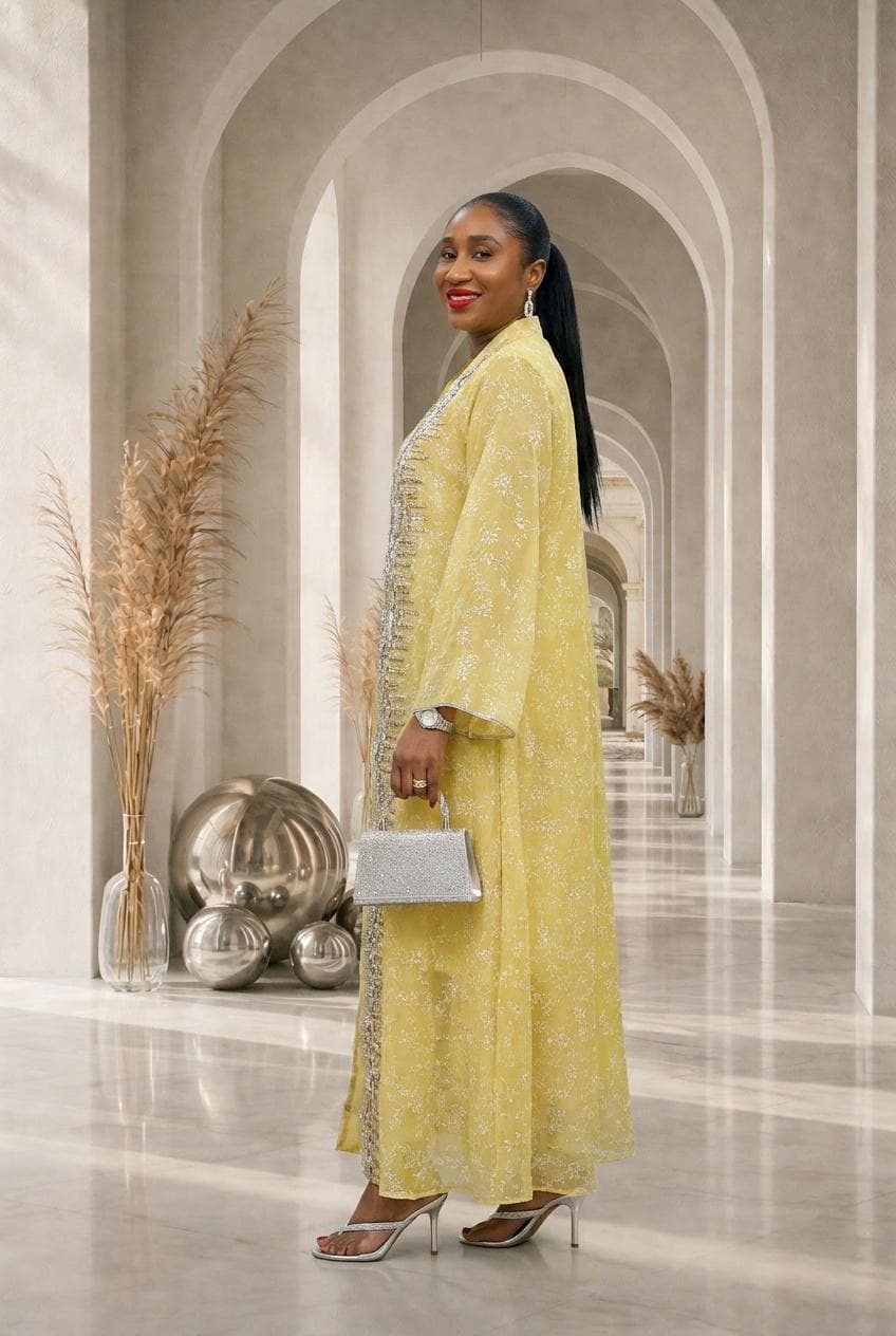 Shams Abaya Dress - Yellow - image 4