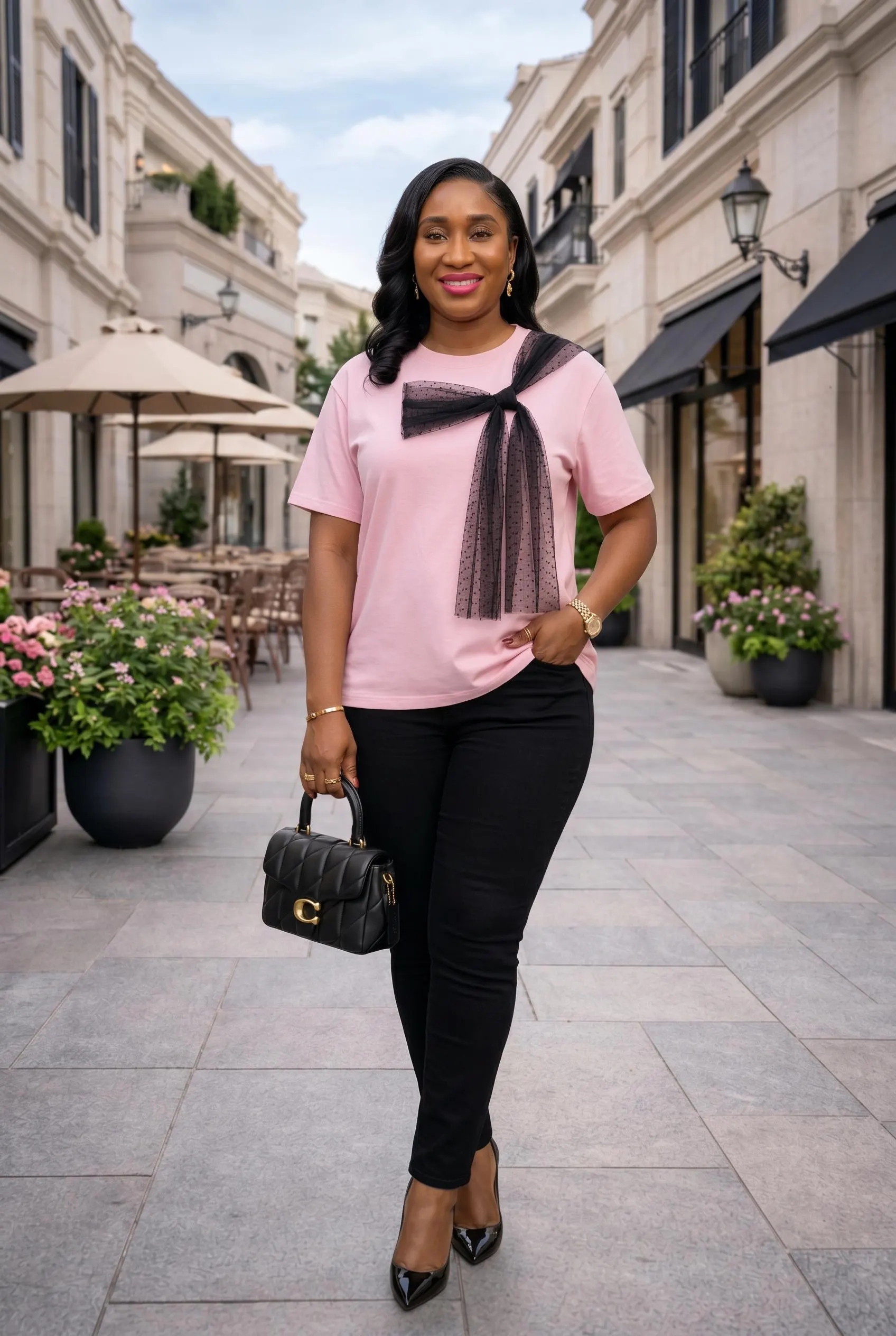 Mint Lace Bow T-Shirt - image 4