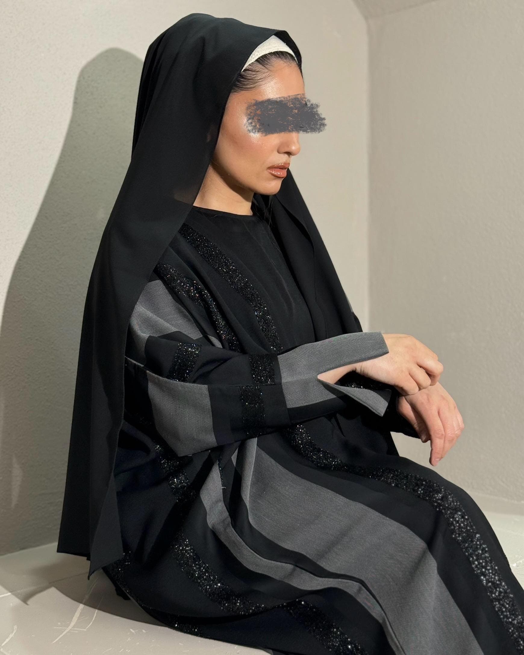 Striped Butterfly Abaya Set (Black) - image 5