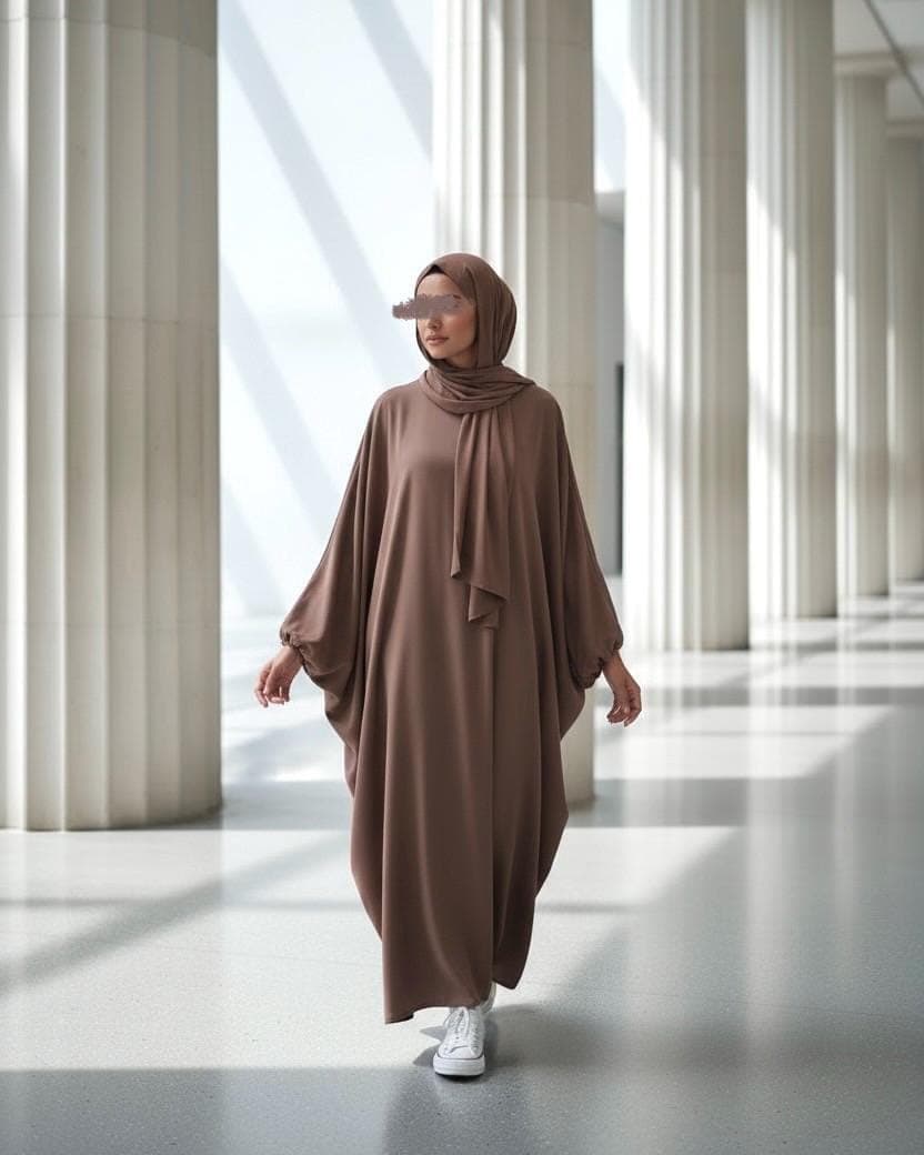 Mocha Brown Batwing Abaya | Soft Modest Wear - image 5