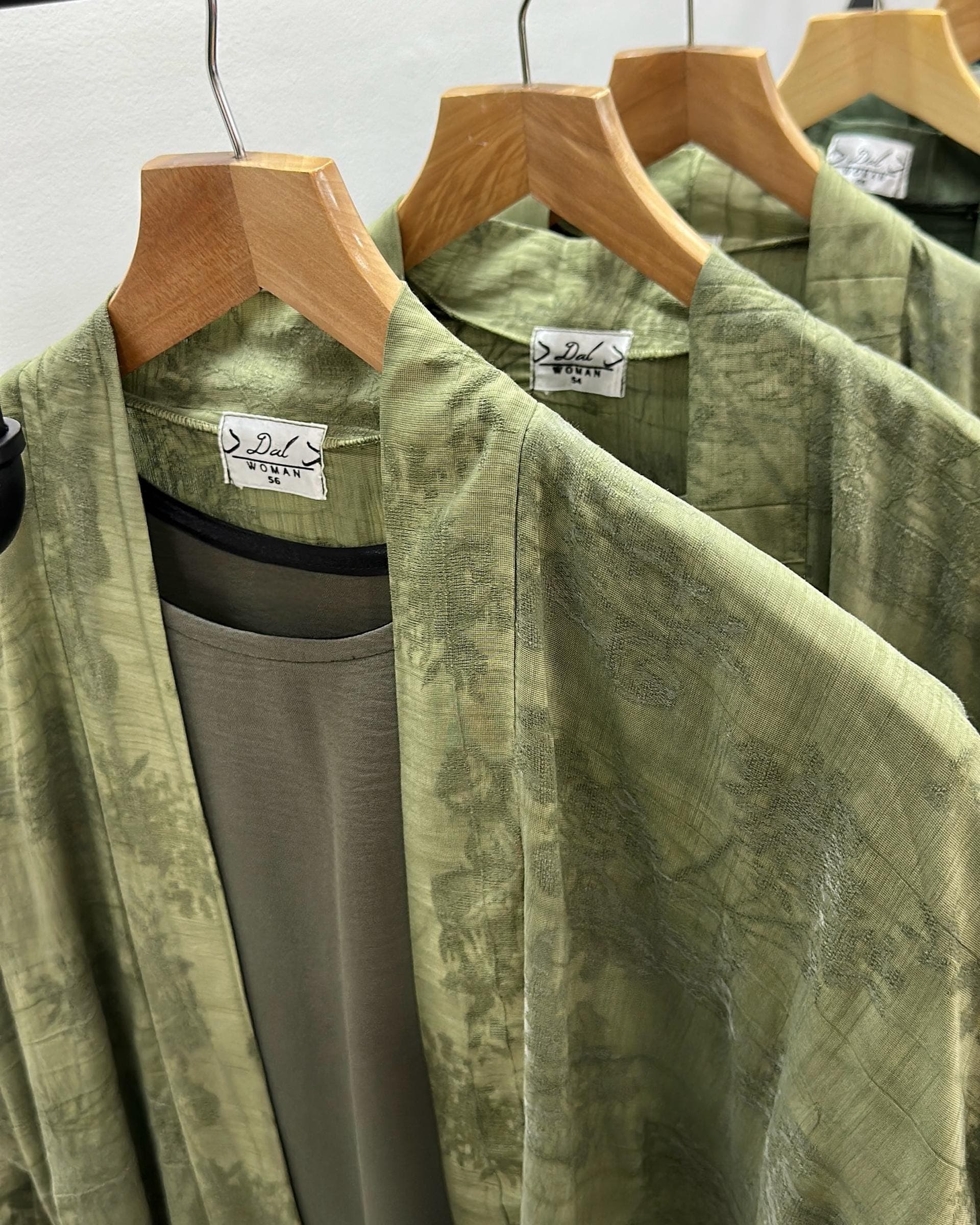Indian Linen Patterned Abaya Set in Cloche-Cut (Olive Serenity) - image 5