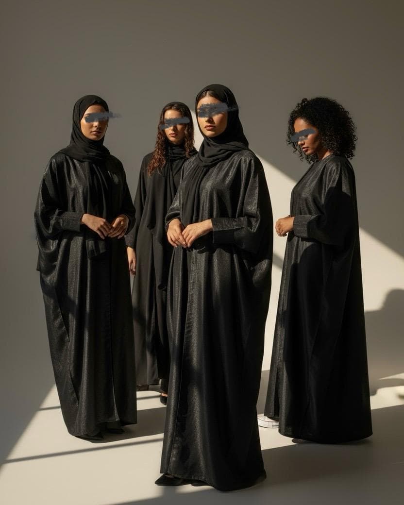 Luxurious Eid Three-Piece Set: Shimmery Butterfly Abaya with Slim Cuffs, Inner Dress & Hijab - image 4