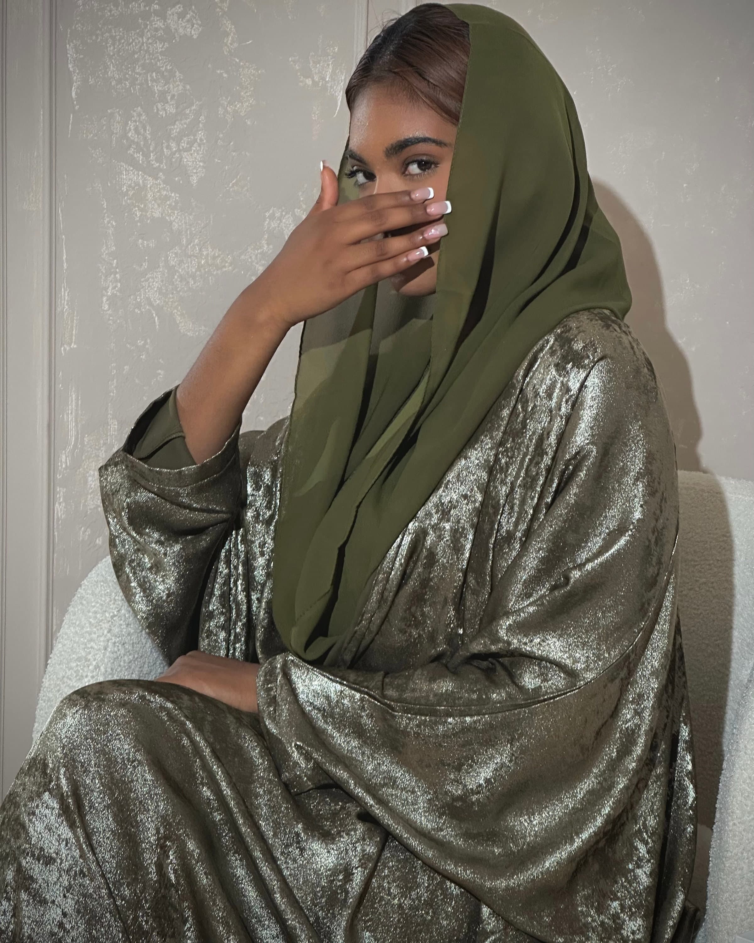 Metallic Khaki Abaya