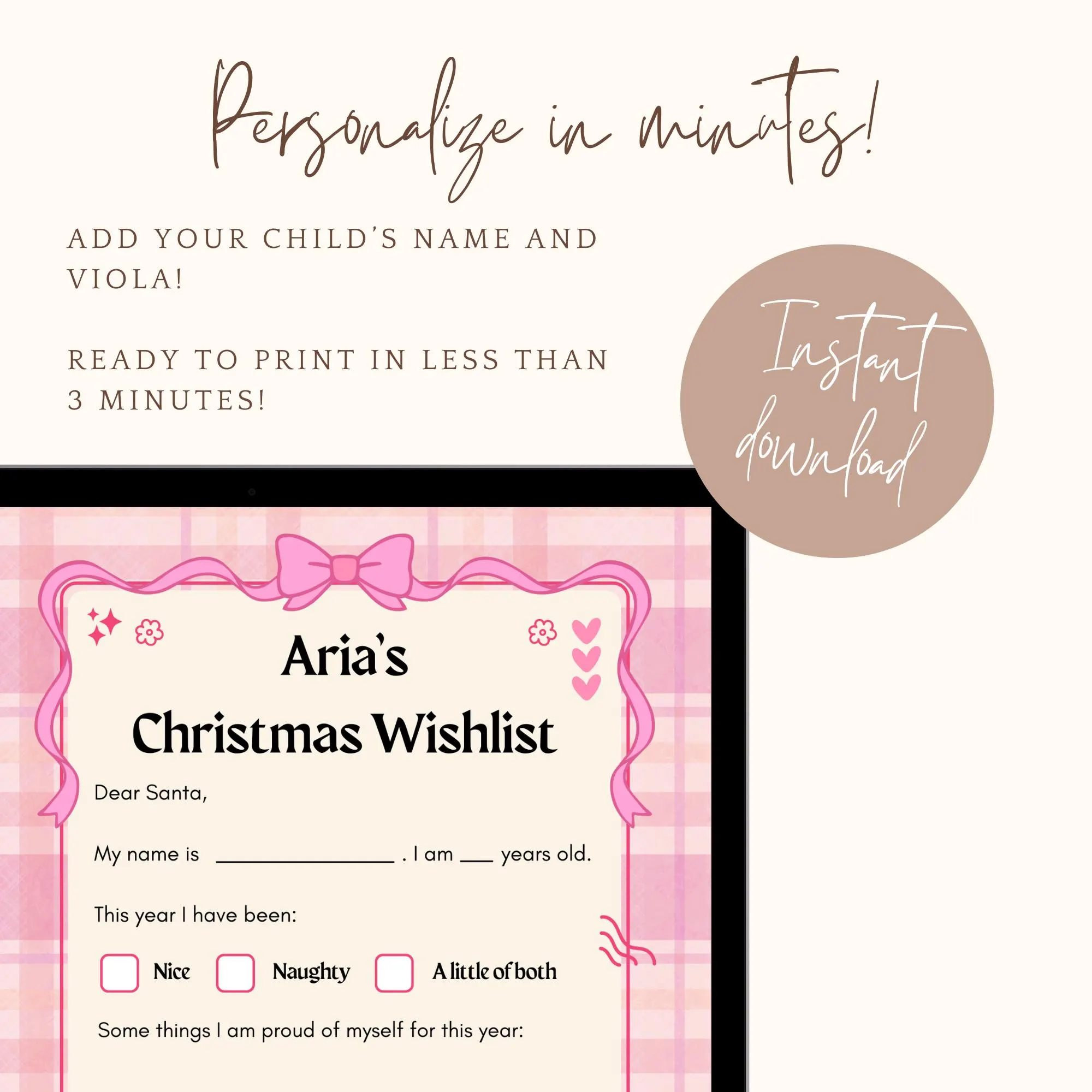 INSTANT EDITABLE Christmas Wish List Printable, Letter to Santa, Christmas Printable For Kids, Christmas Activity, Digital Download - image 4