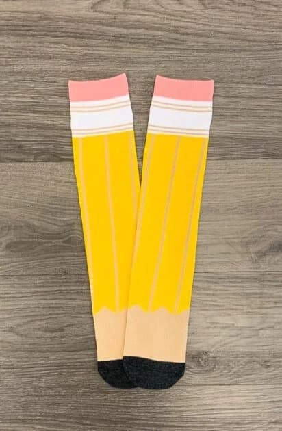 Back to School Socks, School Toddler Girl Socks, Yellow Pencil Socks, School Theme, Kindergarten, 1st Grade