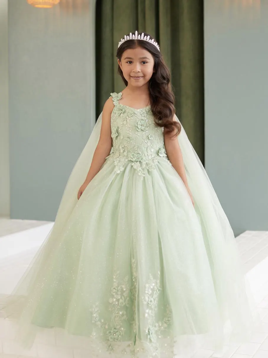 Little Girl Birthday Dress, Emerald Princess Dress, Green Sage Flower Girl Dress, Quinceanera Dress, Mini Quince, Presentacion de Tres Anos - image 5