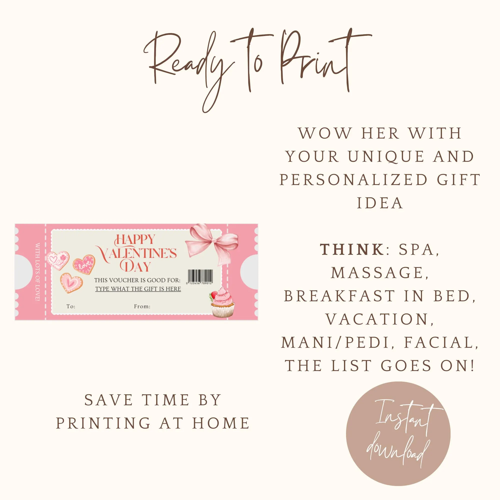 INSTANT EDITABLE Pink Valentine's Day Voucher Coupon for Experience Gift Giving | Edit & Print | Printable Template Surprise Reveal - image 4
