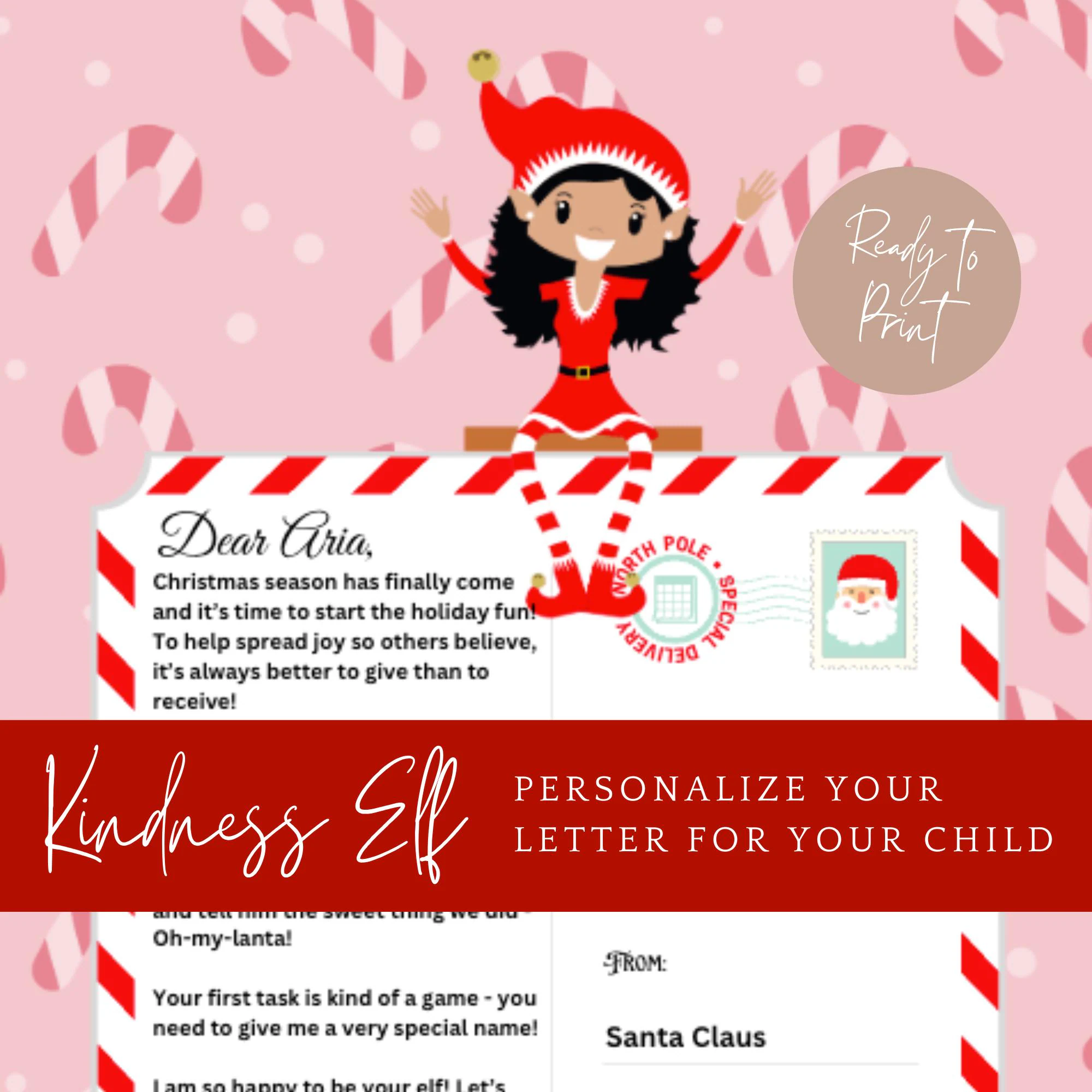 Kindness Elf, Letter from Elf, Acts of Kindness, Christmas Tradition, Holiday Cheer, Kindness Activity, Christmas Activity, Brown Skin Tone