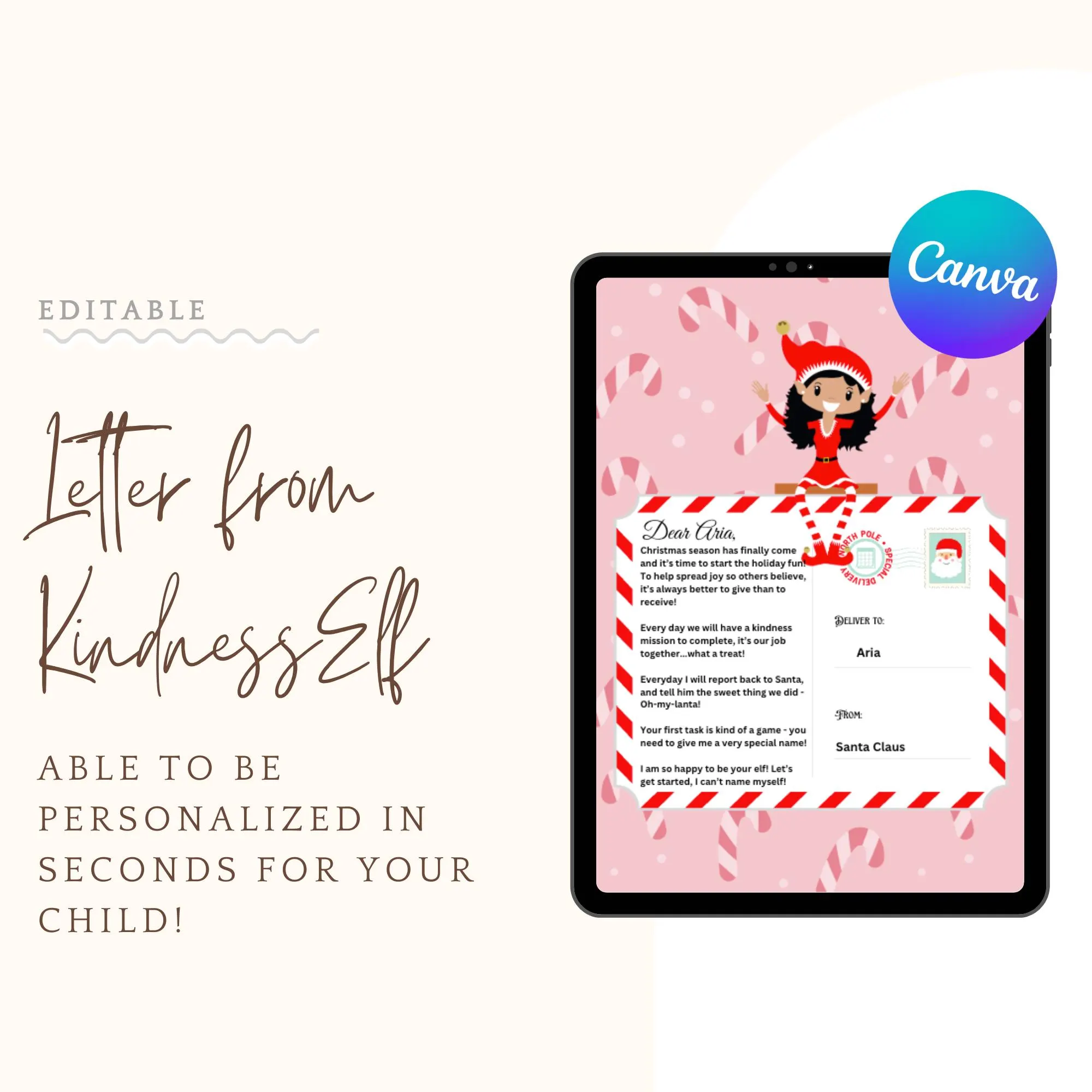 Kindness Elf, Letter from Elf, Acts of Kindness, Christmas Tradition, Holiday Cheer, Kindness Activity, Christmas Activity, Brown Skin Tone - image 3