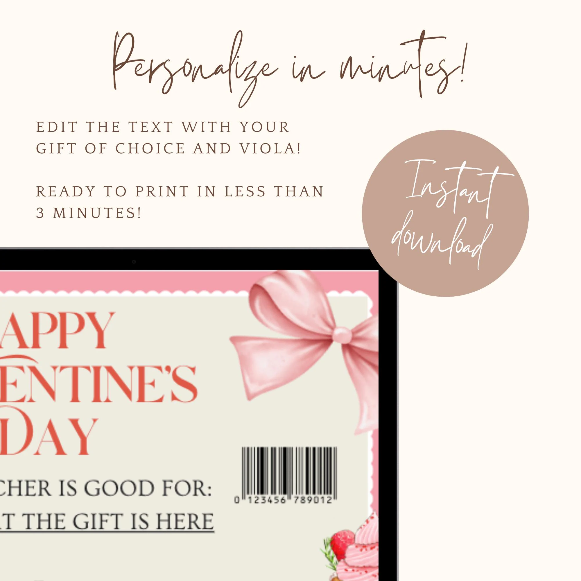 INSTANT EDITABLE Pink Valentine's Day Voucher Coupon for Experience Gift Giving | Edit & Print | Printable Template Surprise Reveal - image 3