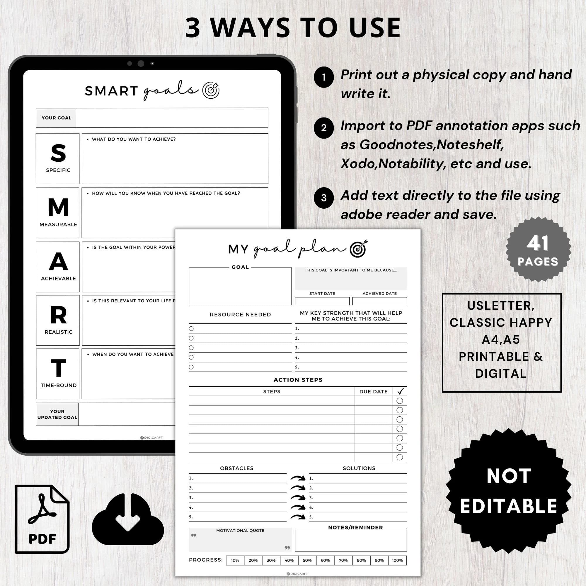Ultimate Goal planner 2026 printable,Daily,Weekly,Monthly,Yearly,Quarterly,Long term,Smart goal setting kit,Goal progress tracker digital a5 - image 4