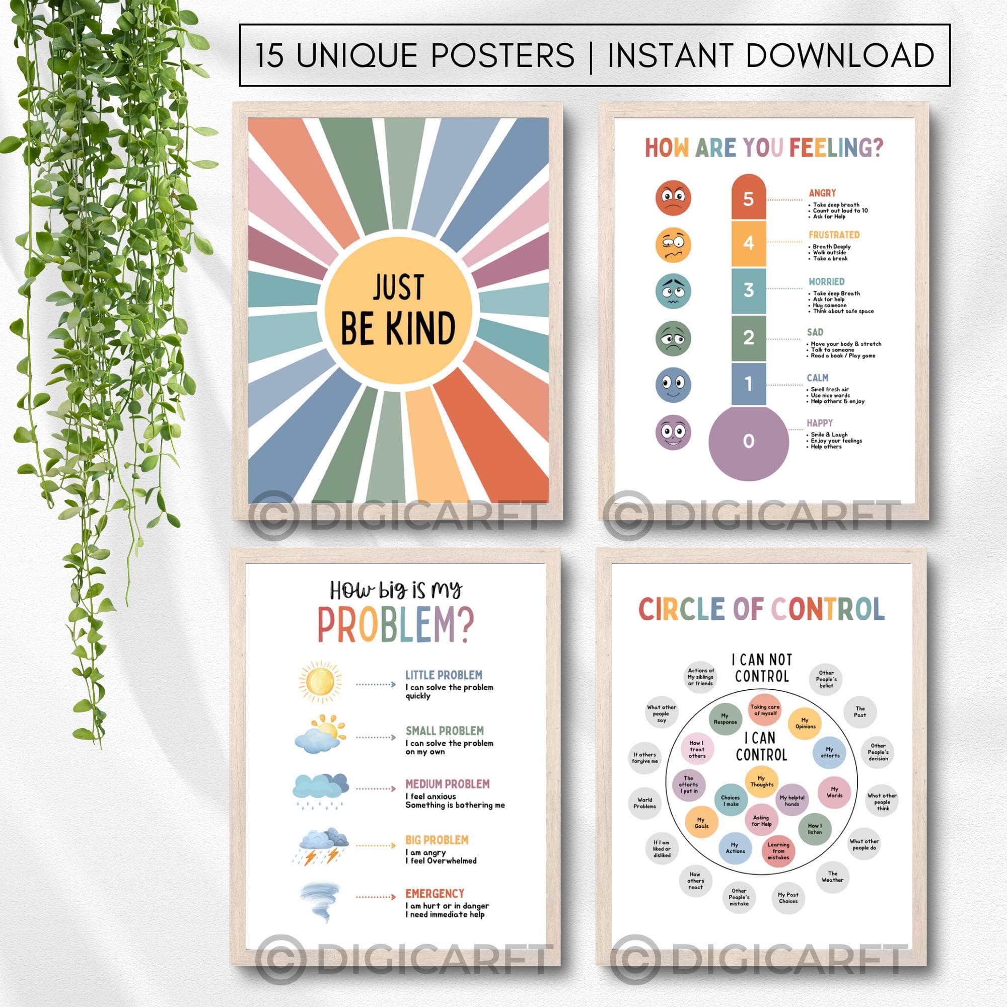 Calm down corner poster decor for kids room,calming corner classroom posters bundle,Coping skills,Circle of control,counselling room mental health emotional wellness banner,classroom calm down corner prints,Educational Wall art,Rainbow breathing classroom set,positive affirmation poster Teens,Calming strategies visuals printable Digital download, Be kind poster, How are you feeling poster, How big is my Problem Decor poster, Circle of control poster