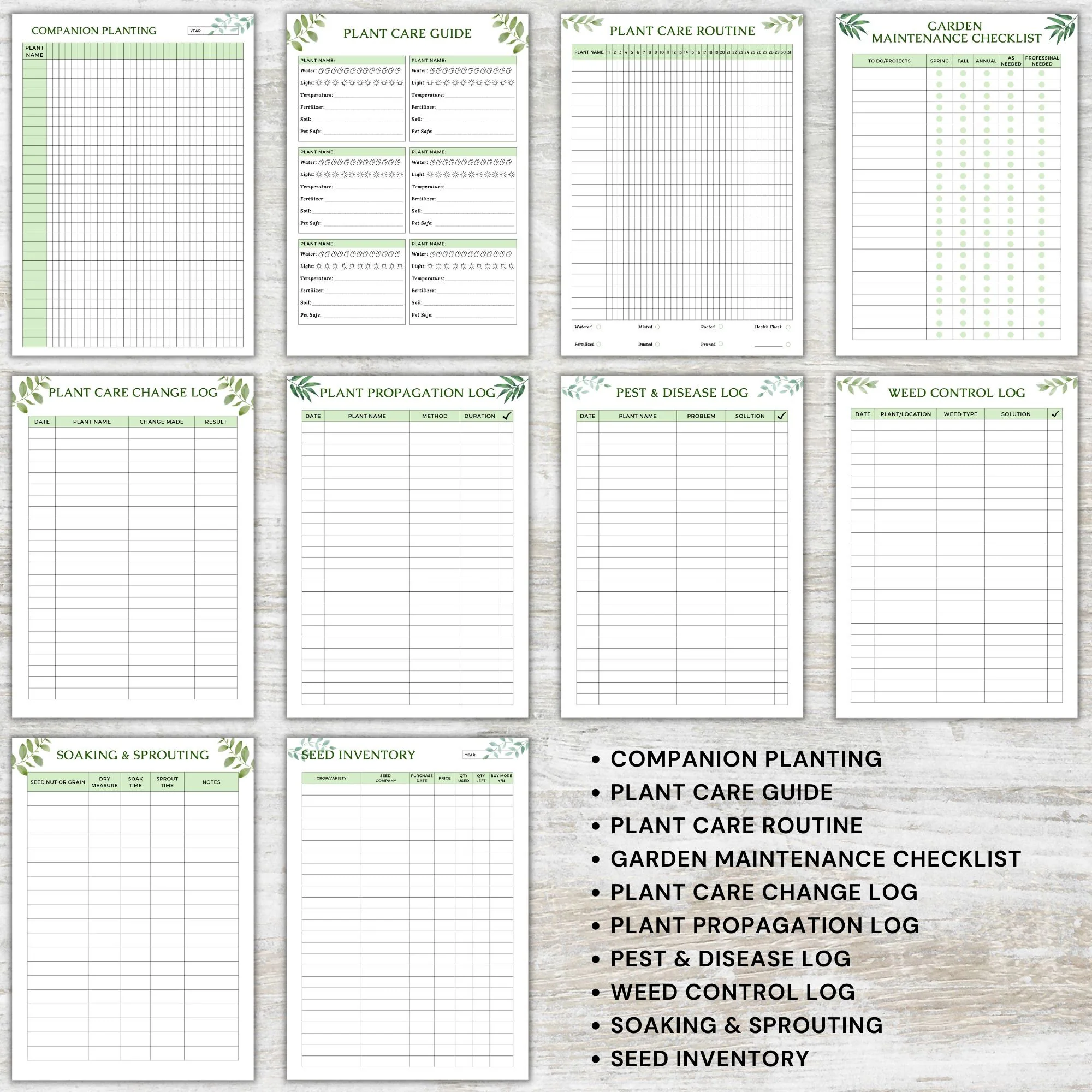 Gardening planner printable pdf,garden planner journal digital,indoor plant watering schedule,house plant care planner,gardening logbook - image 5