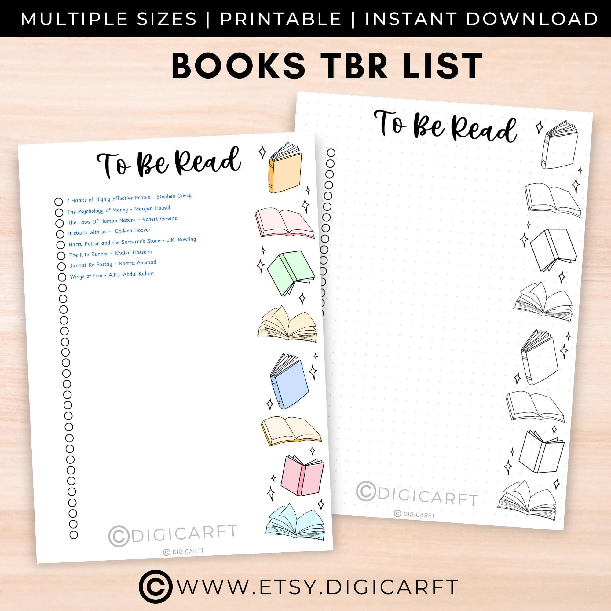 Books to read journal list printable,TBR template a5 bujo,Book reading log page pdf a4,Reading tracker insert digital,Bullet journal pages
