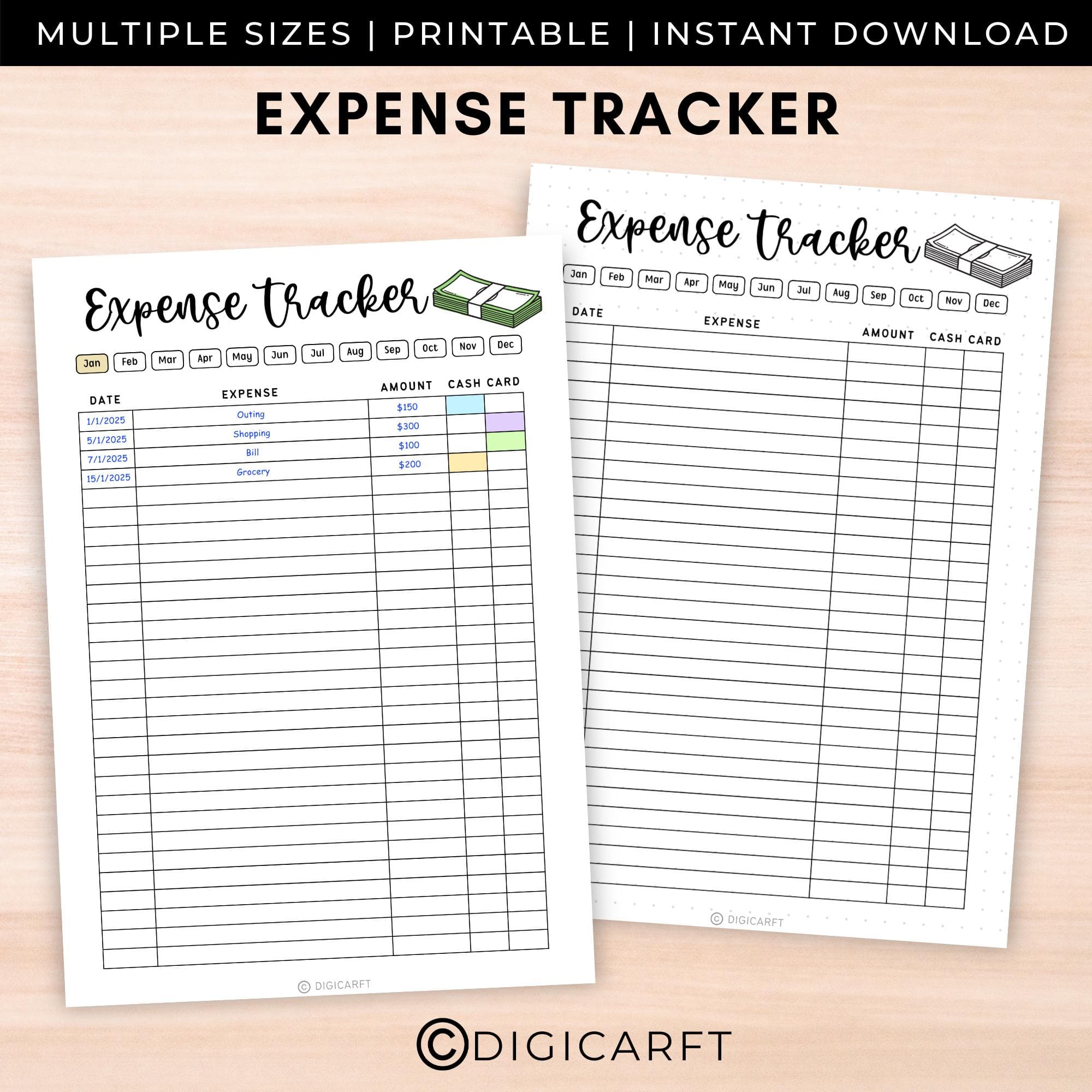 Expense tracker printable,Monthly spending tracker sheet A4,Daily money expense log digital,Budgeting Purchase Log,A5 Bullett journal insert