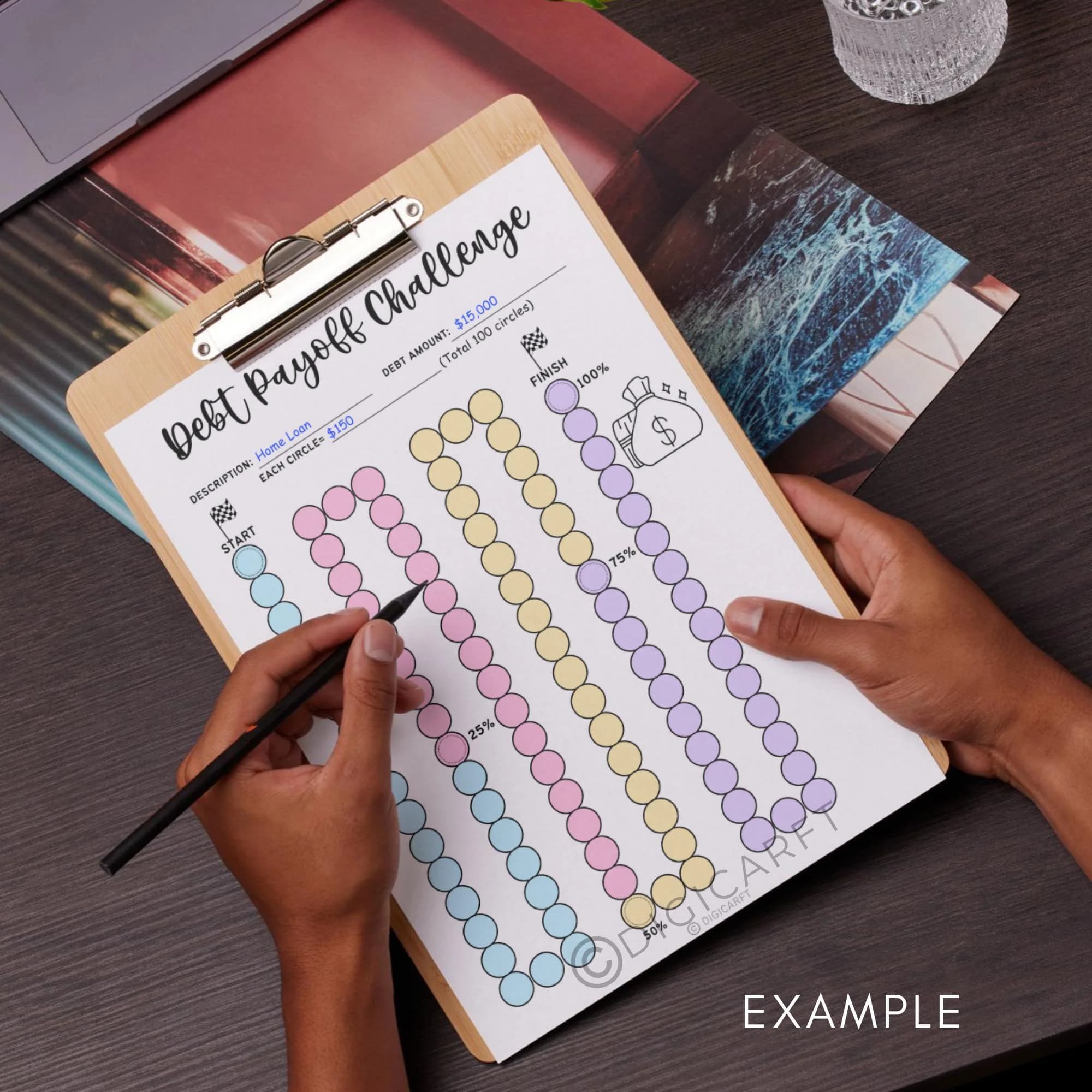 Debt payoff challenge tracker printable,Debt payment planner,Budget Finance journal pages A5,Debt tracker coloring,debt challenge book A4