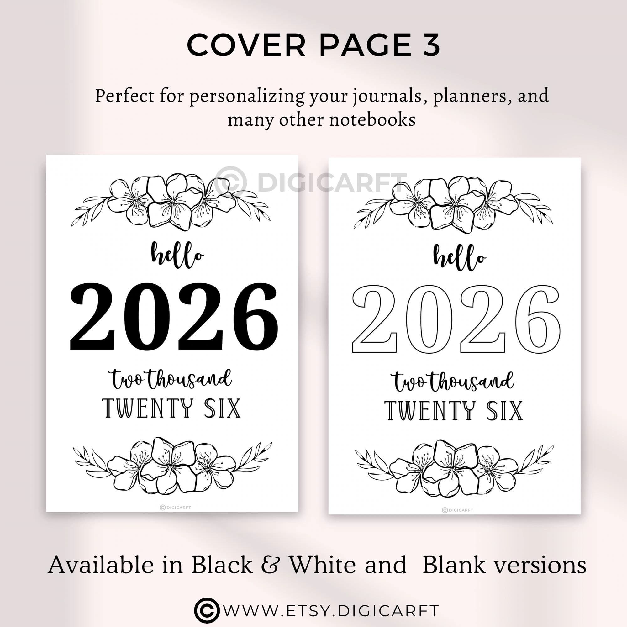 2026 cover pages bundle, 2026 planner cover A5 printable, 2026 bullet journal cover page template, 2026 bujo cover pages, 2026 planner dashboard digital, 2026 bujo title pages kit, printable planner cover 2026, minimalist 2026 planner cover, digital bullet journal cover 2026, aesthetic 2026 cover bundle, A5 bujo dashboard 2026