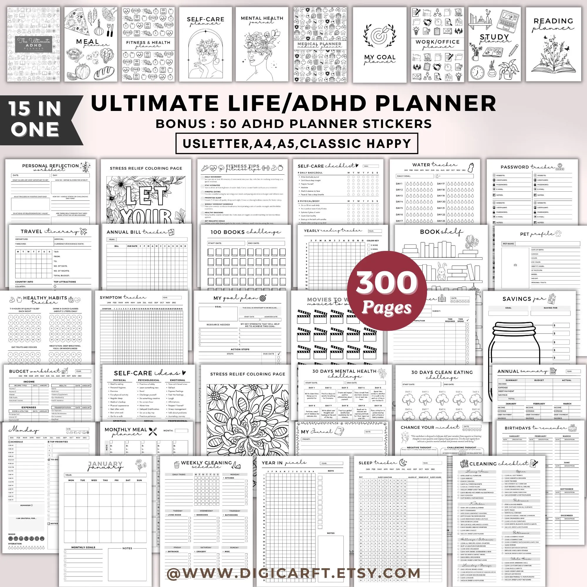 Ultimate Life planner bundle,2027 planner bundle,ADHD planner printable,Goal selfcare fitness reading budget,mom planner,2027 journal binder