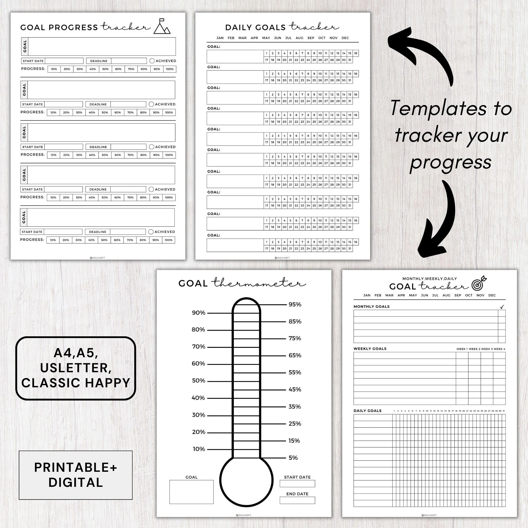 Ultimate Goal planner 2026 printable,Daily,Weekly,Monthly,Yearly,Quarterly,Long term,Smart goal setting kit,Goal progress tracker digital a5 - image 2