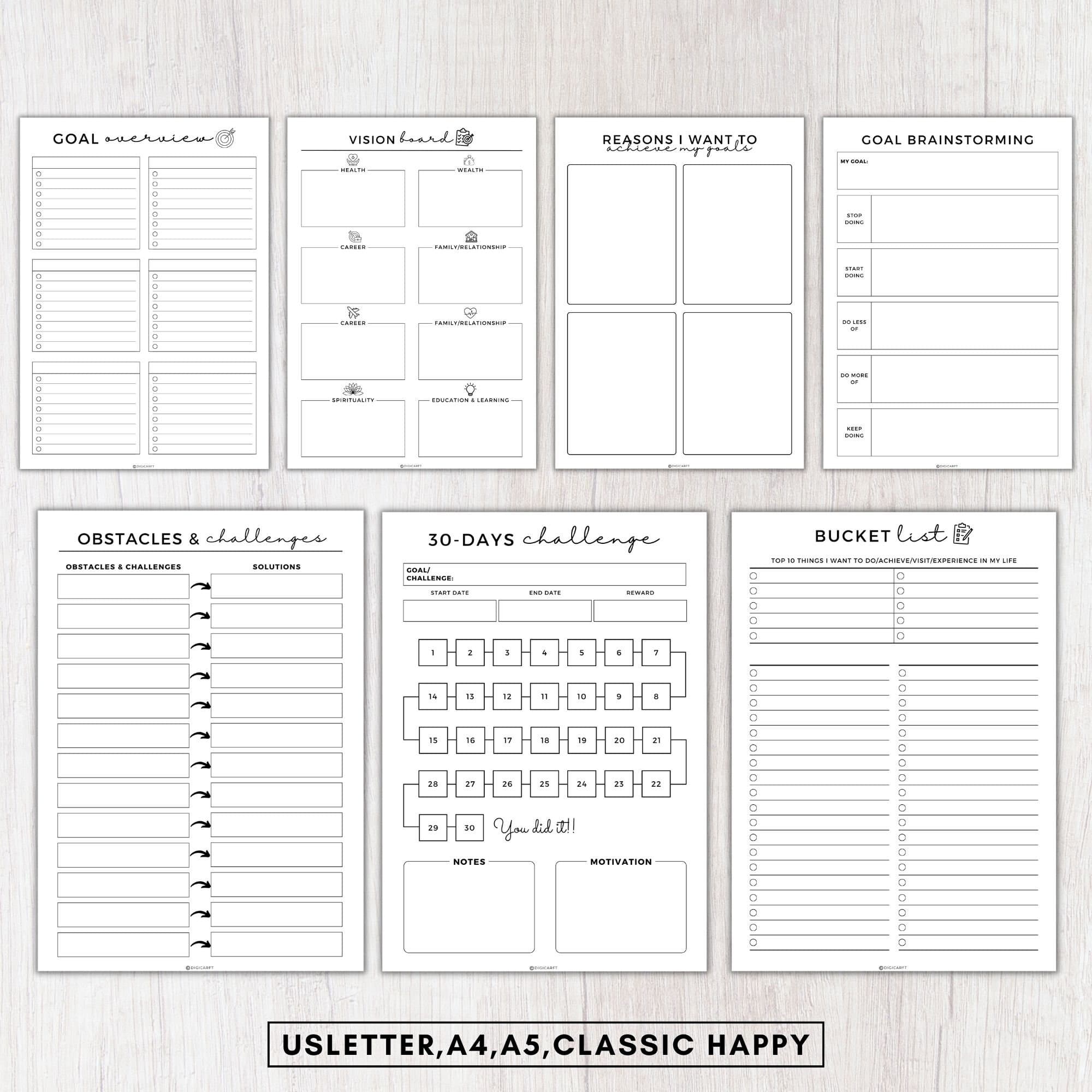 Ultimate Goal planner 2026 printable,Daily,Weekly,Monthly,Yearly,Quarterly,Long term,Smart goal setting kit,Goal progress tracker digital a5 - image 3