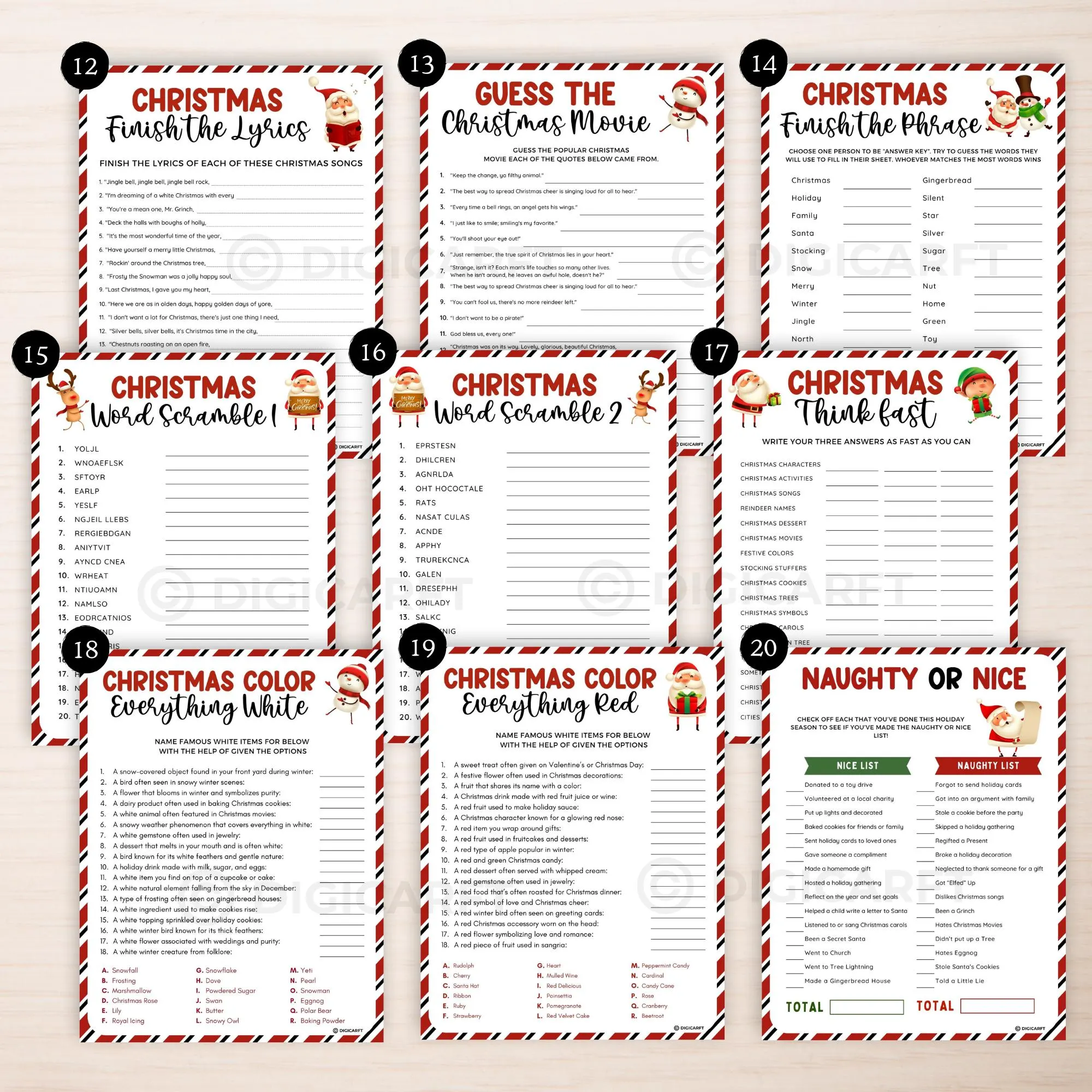 Christmas Dice breaker game, Roll a dice give exchange game, Christmas candy dice game, Christmas sudoku, Chrismas pass the gift game, Christmas name 5 game

Christmas movie match game, Christmas candy dice game, Christmas plate on your head, Christmas true or false, Christmas emoji challenge,Printable Christmas games, Family Christmas games, Holiday party games, Christmas trivia bundle, Christmas movie trivia, Festive party games, Holiday games for adults,Christmas activities for kids