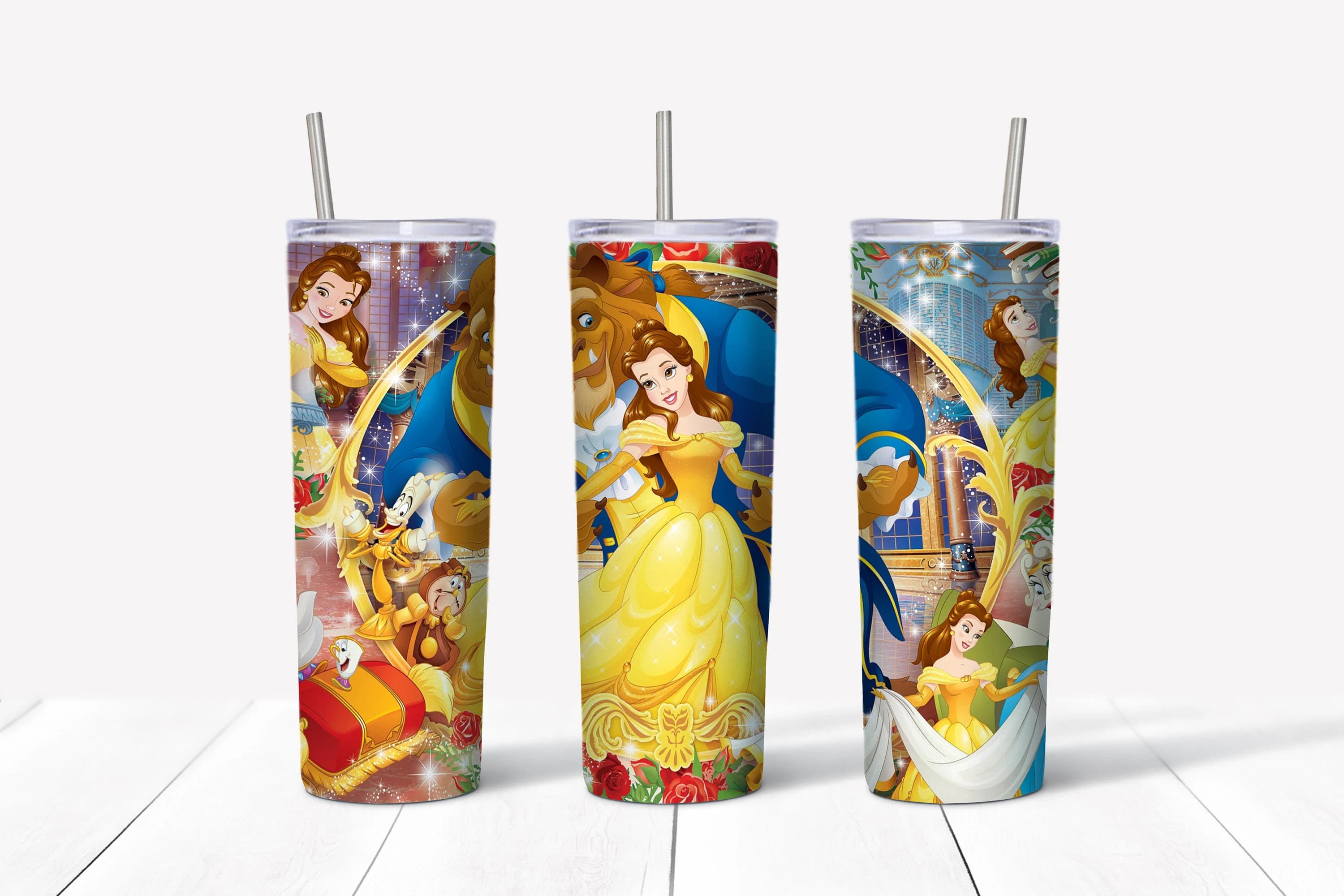 Beauty and the Beast Tumbler, Beauty and the Beast 20oz Skinny Tumbler Sublimation Design, Beauty and the Beast Tapered Wrap Tumbler PNG
