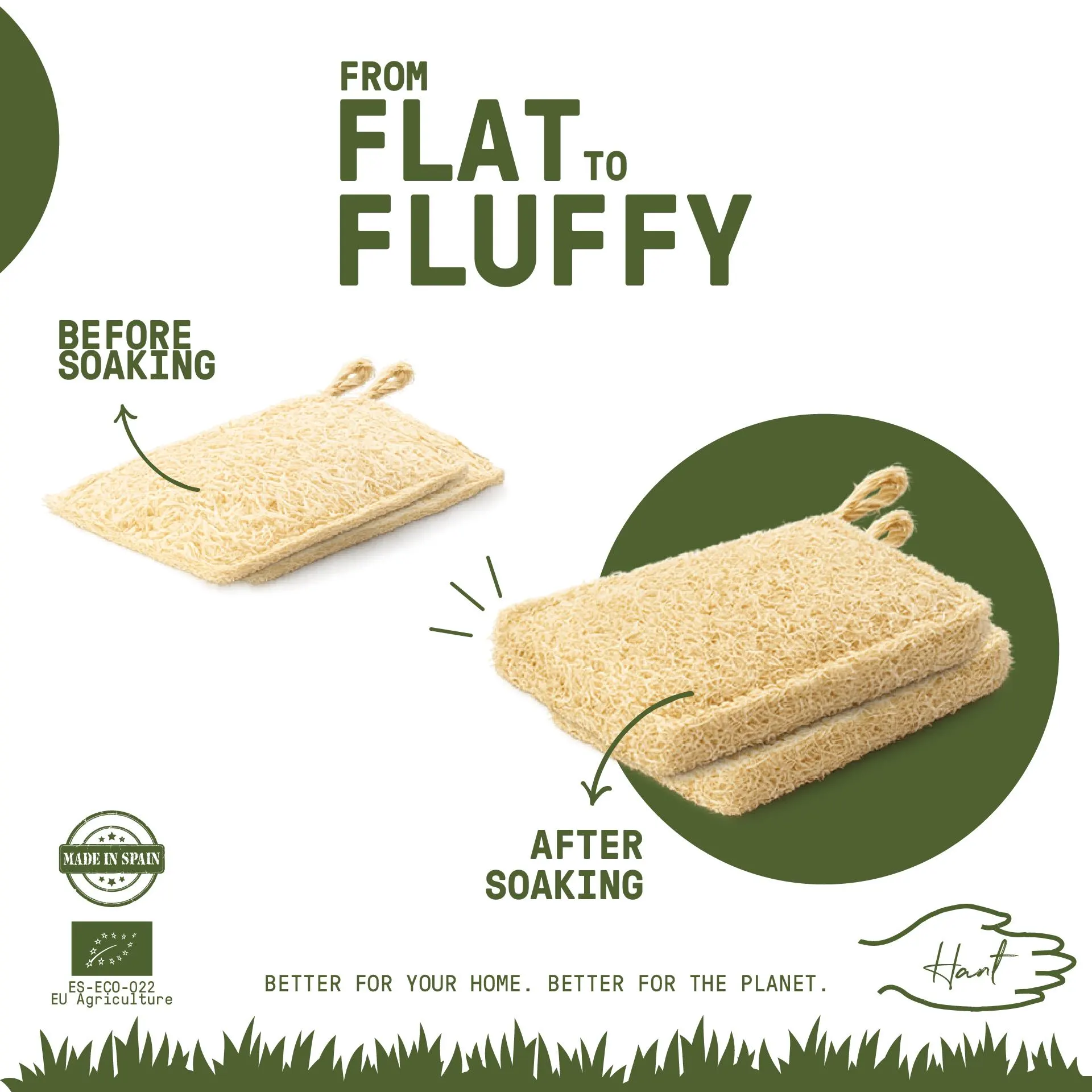HANT | BIO Loofah Kitchen Sponge Duo, 100% Plant-Based and Plastic-Free, Biodegradable Dish Sponge - image 5