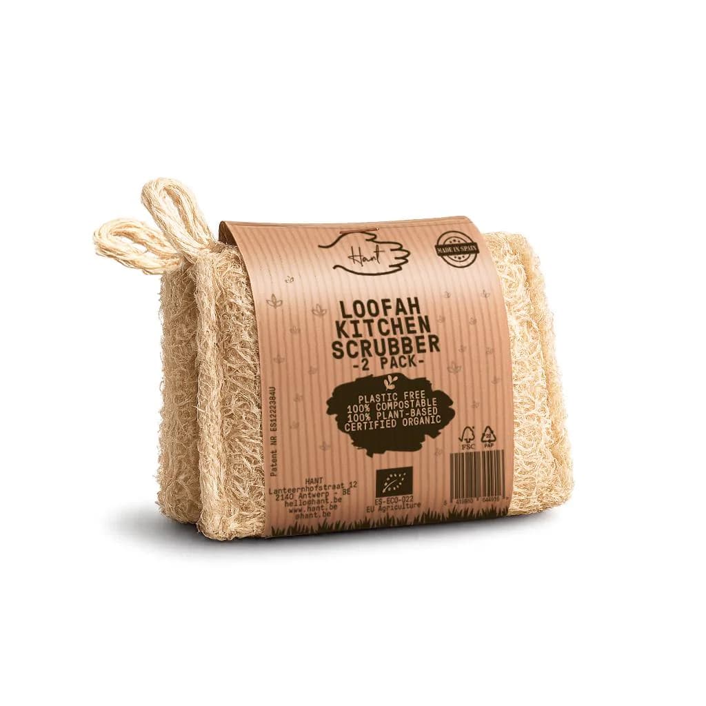 HANT | BIO Loofah Kitchen Sponge Duo, 100% Plant-Based and Plastic-Free, Biodegradable Dish Sponge