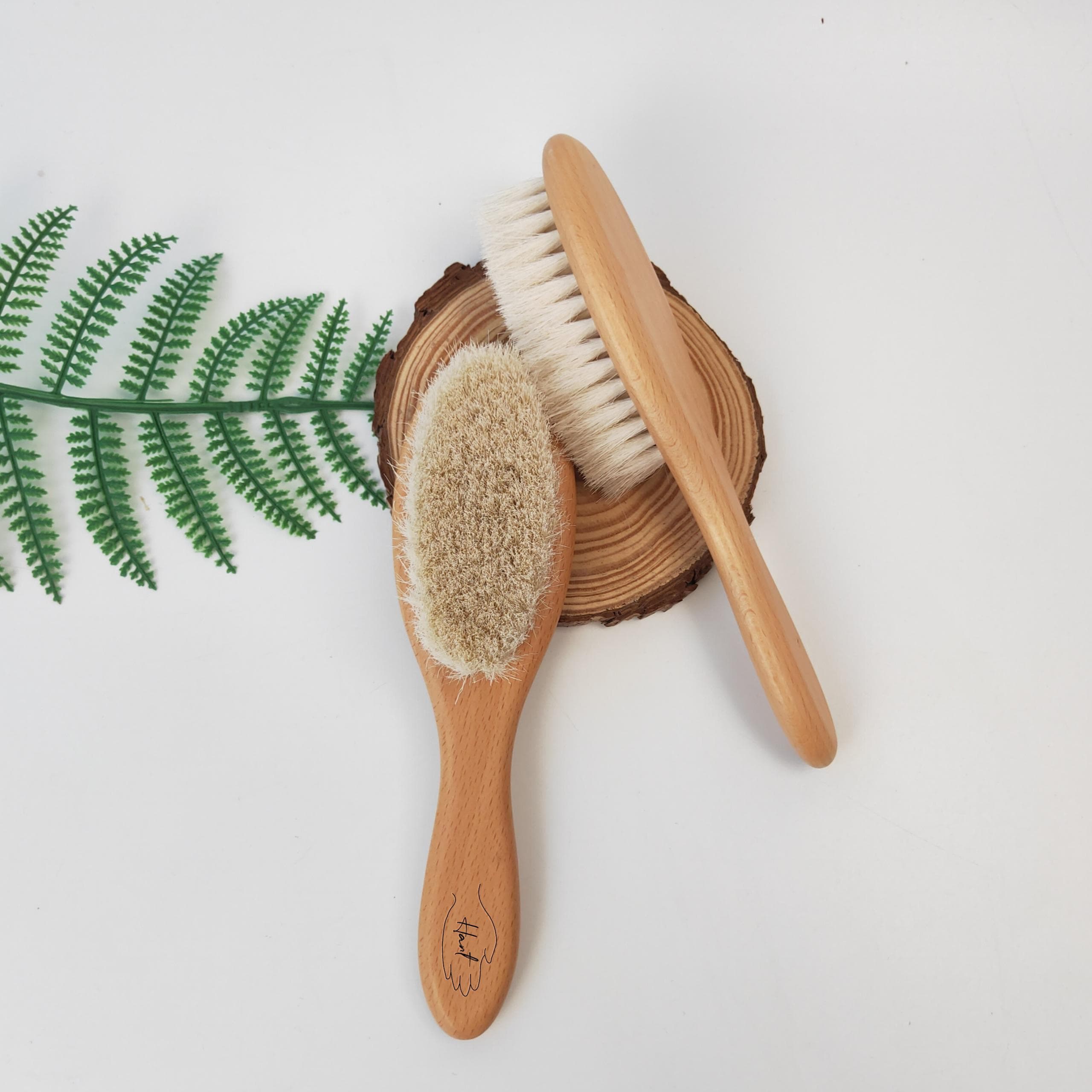 HANT | Soft Baby Hair Brush | 100% Natural Goat Hair & Beechwood | Hypoallergenic | Newborn Gift - image 3
