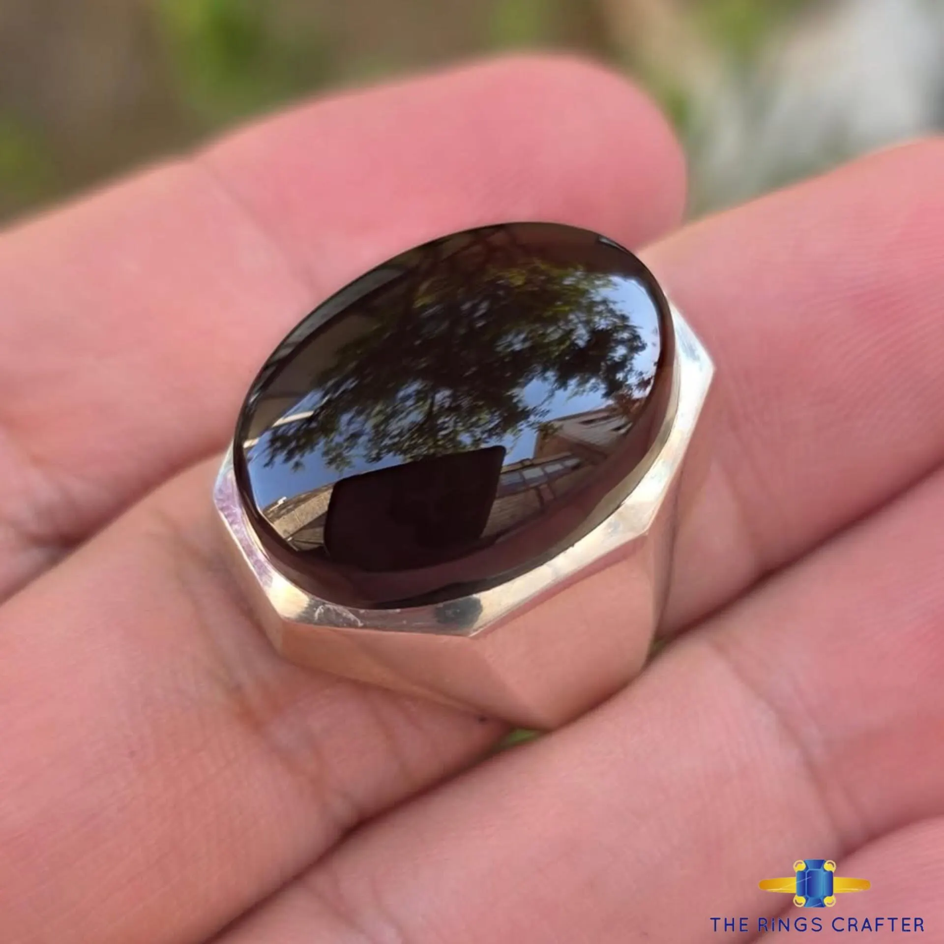 Natural Yemeni Shifat al Abad Aqeeq Ring Rare Black Agate Akik in Handmade 925 Silver Engraved Islamic Ring for Gift