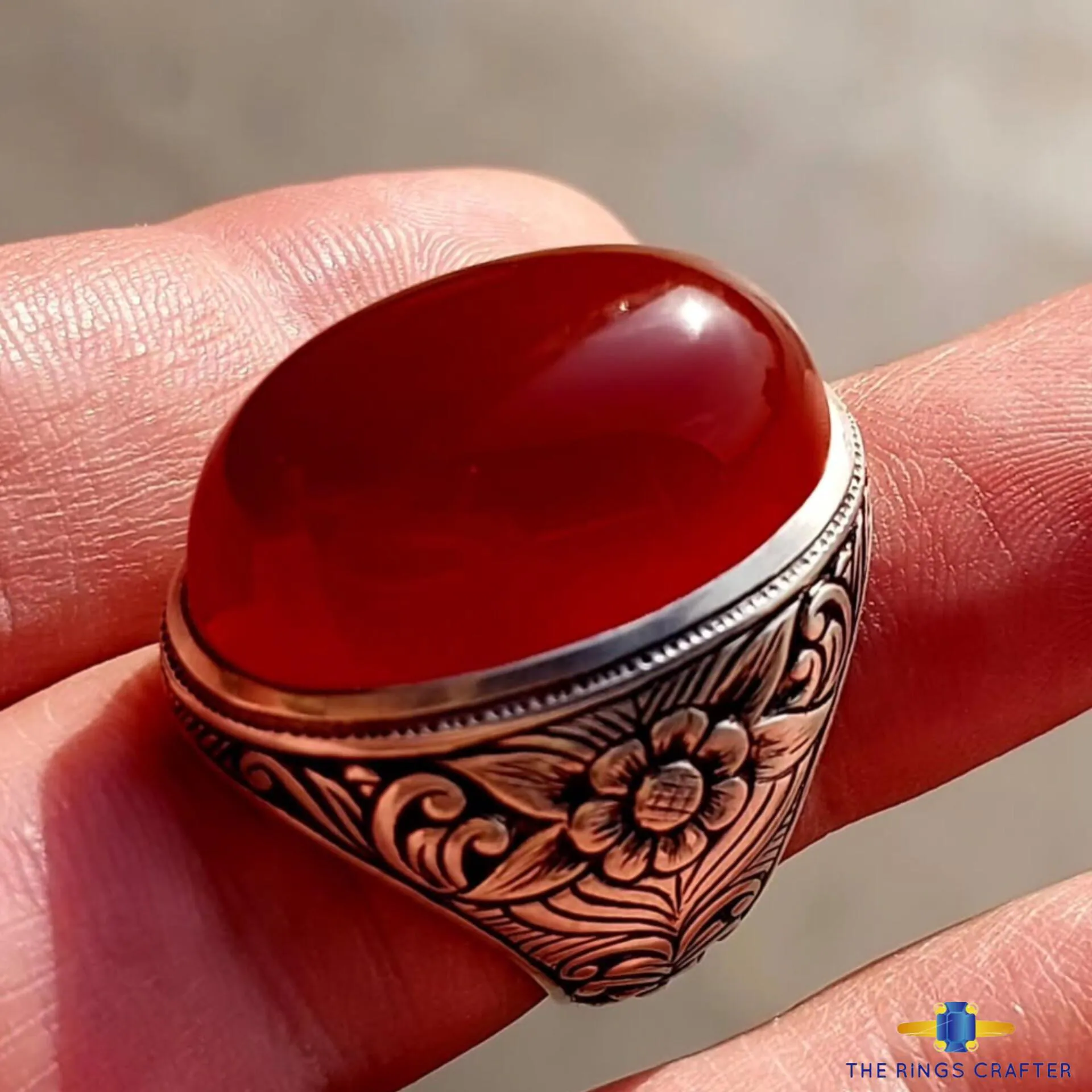 Natural Rare Red Blood Yemeni Agate Stone Ring Rare Red Akik 925 Sterling Silver Handmade Dark Red Yemeni Aqeeq Artisan Ring for Gift