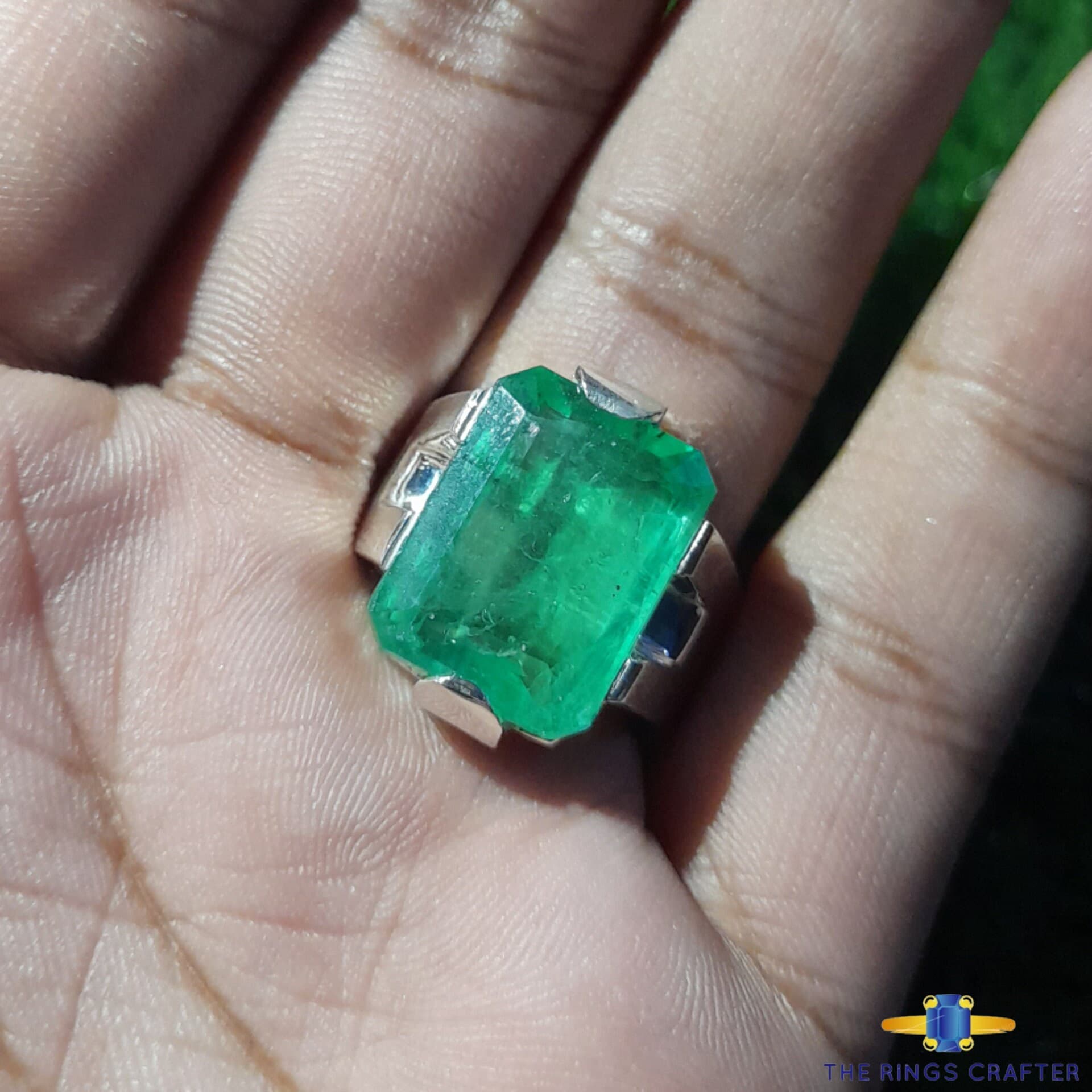Lab Created Emerald Ring Green Octagon Cut Lab Grown Emerald Ring Handmade 925 Sterling Silver Emerald Men's Ring Anniversary Gift For Him - image 4