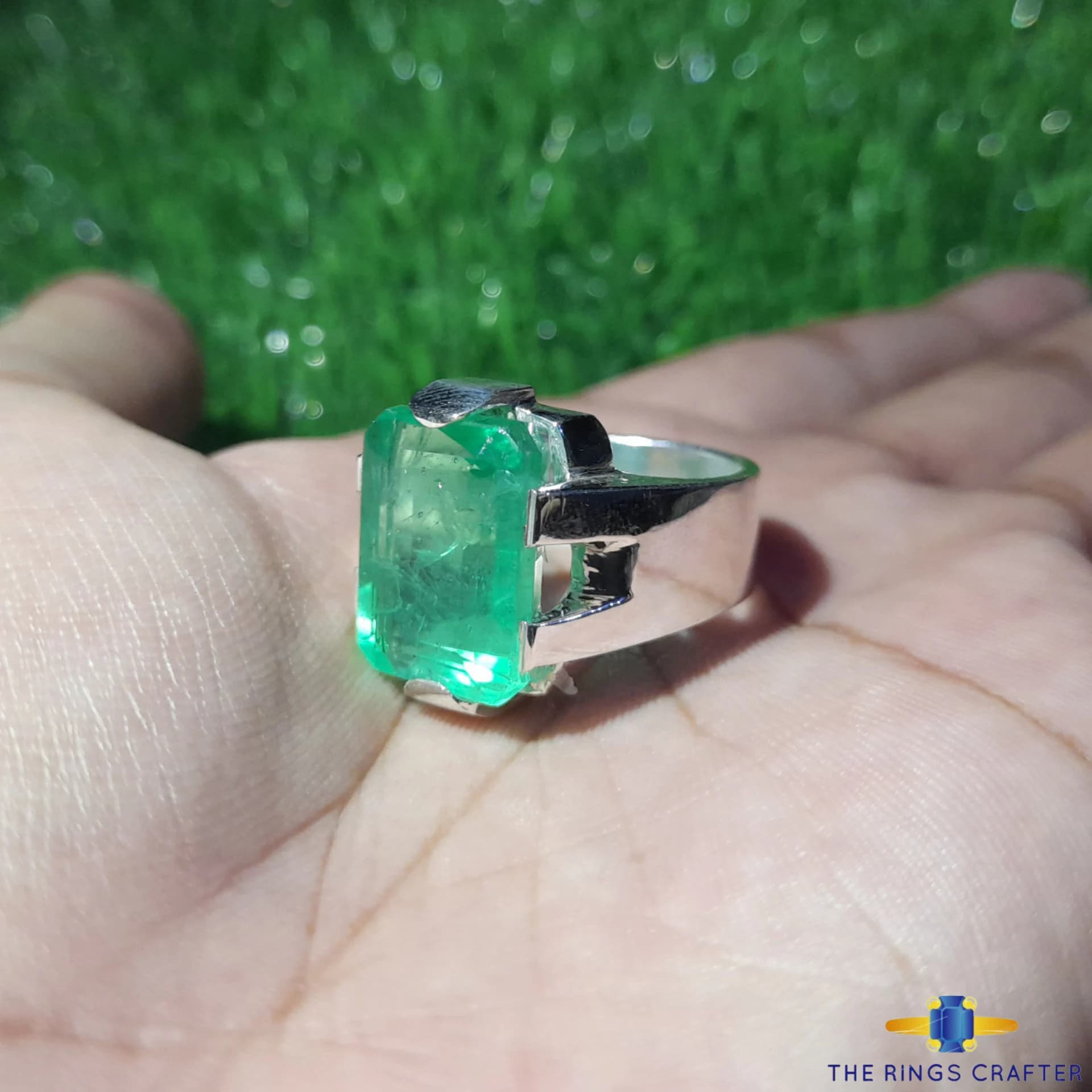 Lab Created Emerald Ring Green Octagon Cut Lab Grown Emerald Ring Handmade 925 Sterling Silver Emerald Men's Ring Anniversary Gift For Him - image 5