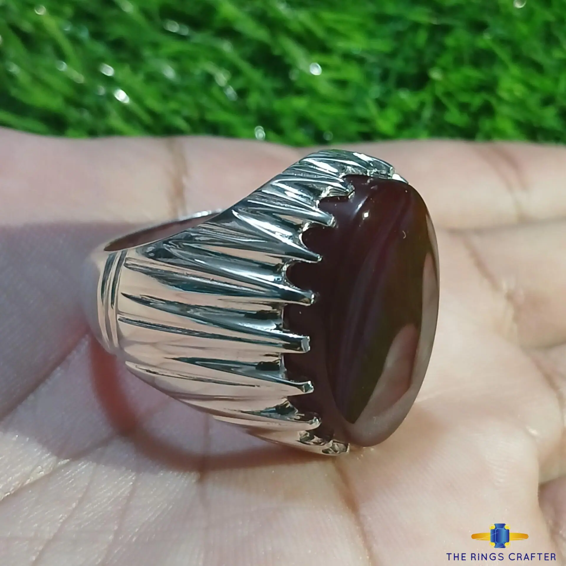 Natural Yemeni Aqeeq Ring Shifat Al Abad Carnelian Ring Red Blood Yemeni Agate Stone Ring 925 Sterling Silver Handmade Aqeeq Stone Men Ring