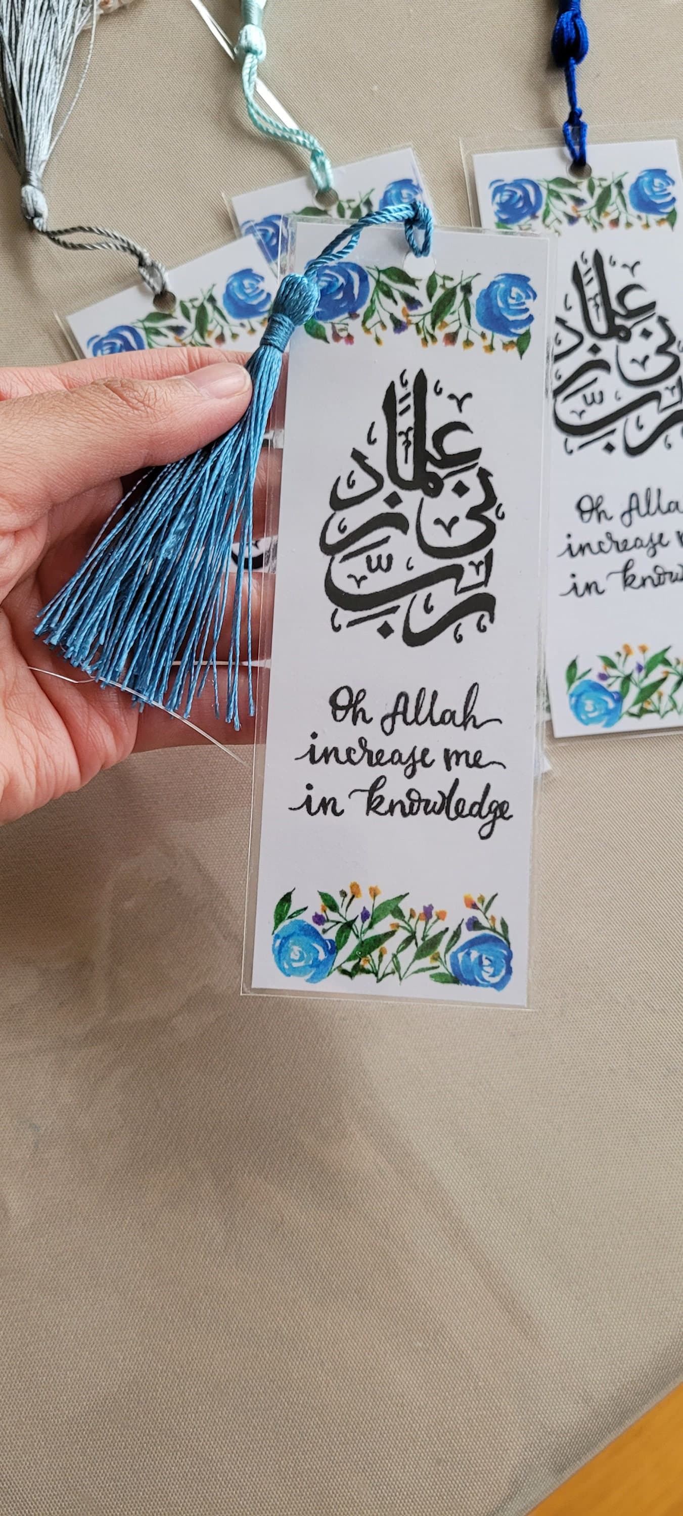Islamic Bookmark Print & Tassle, Islamic Gifts with Arabic, Arabic Calligraphy Gift, Quran Dua Eid Favors Gifts, Handlettered Ramadan gifts - image 3