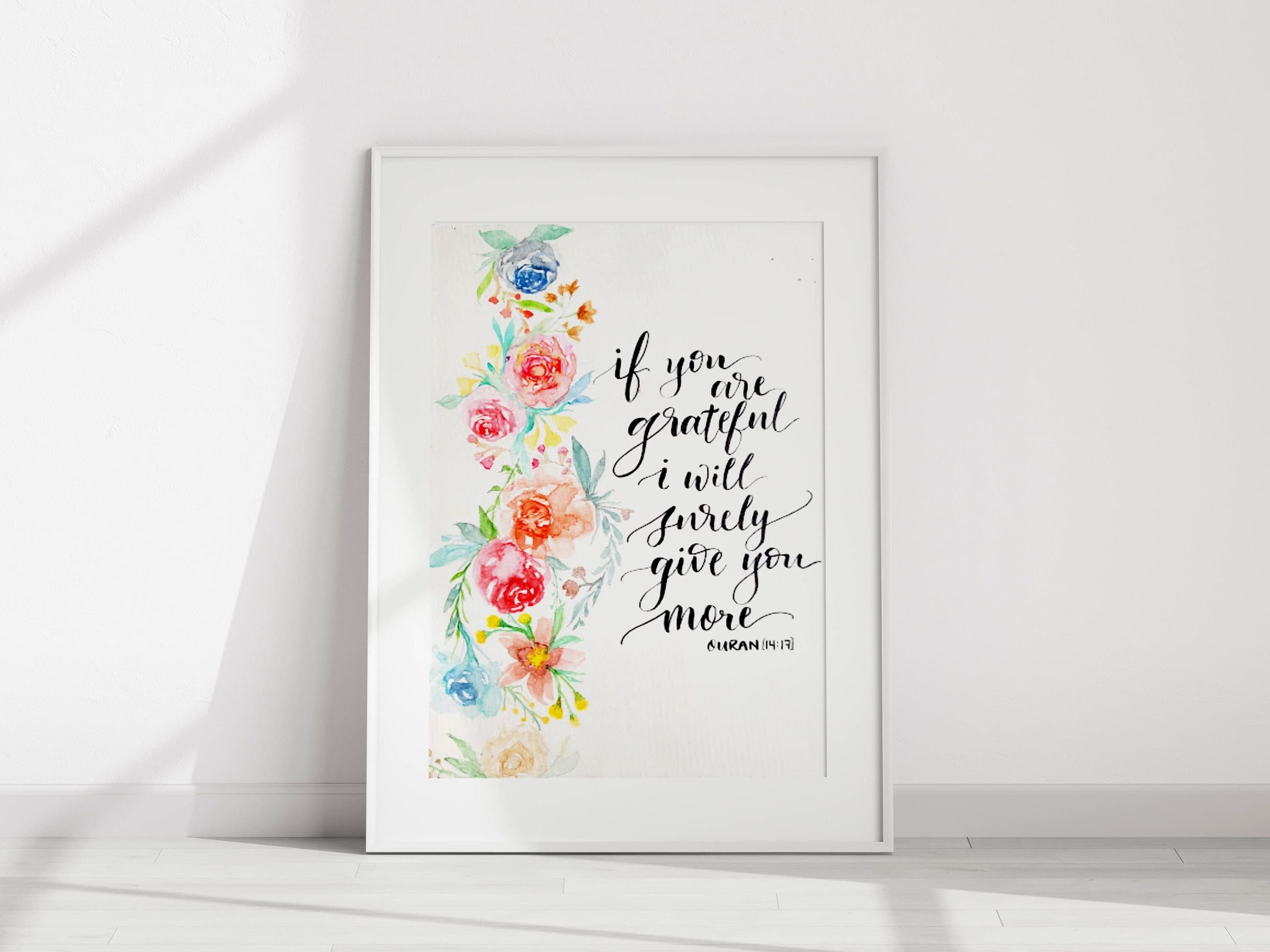 Vibrant Watercolor floral print, Custom Flowers Handlettered Verse, Wall Decor Gift, Floral Illustration, Floral Print, Botanical Painting