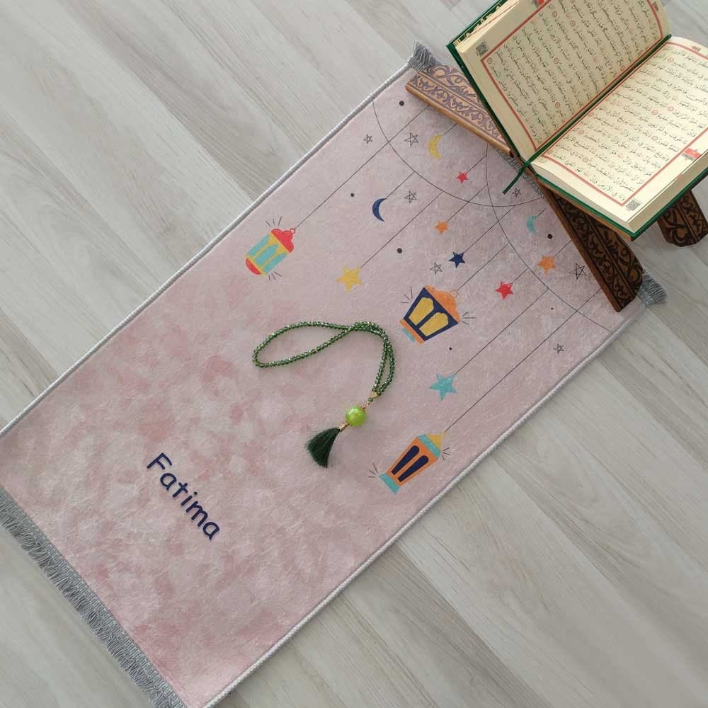 Kids Personalized Prayer Mat, Child Muslim Prayer Rug, Janamaz, Islamic Gift, Anti-Slip Mat, Musallah Designer Sejadah 409410411416 - image 3
