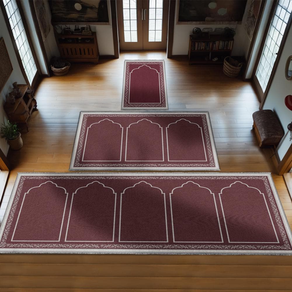 Group Family Prayer Mat Personalized, Foam Padded Muslim Rug, Mother Father Daughter Son Set, Islamic Gift, Large Janamaz 801 - image 5