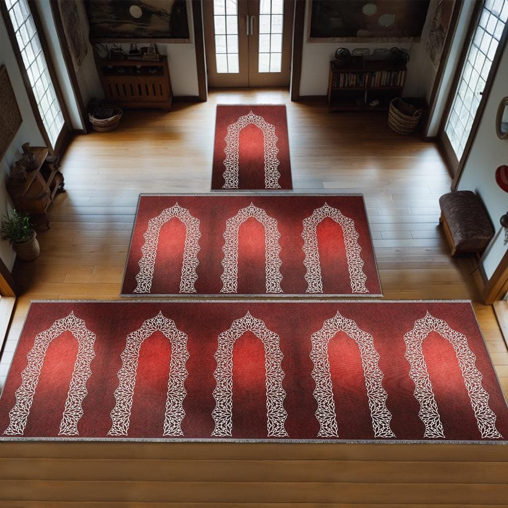 Group Family Prayer Mat Personalized, Foam Padded Muslim Rug, Mother Father Daughter Son Set Islamic Gift Large Janamaz Designer Sejadah 414 - image 4