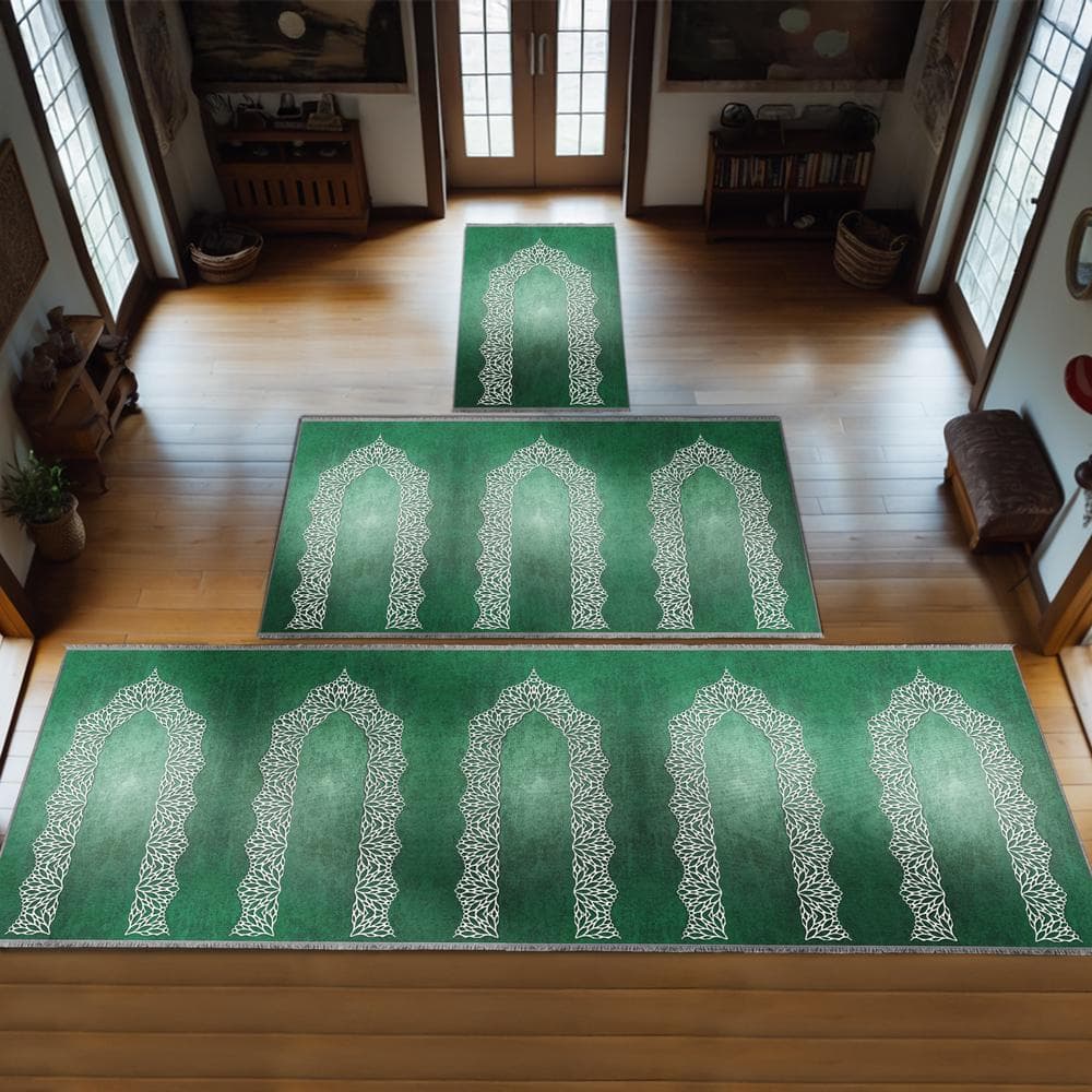 Group Family Prayer Mat Personalized, Foam Padded Muslim Rug, Mother Father Daughter Son Set Islamic Gift Large Janamaz Designer Sejadah 414 - image 5