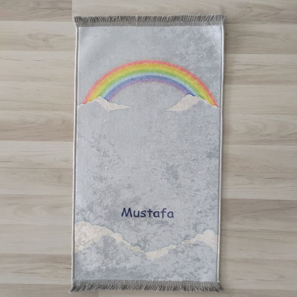 Kids Personalized Rainbow Foam Padded Prayer Mat, Child Muslim Prayer Rug, Islamic Gift, Anti-Slip Mat, Musallah Designer Sejadah 411 - image 3