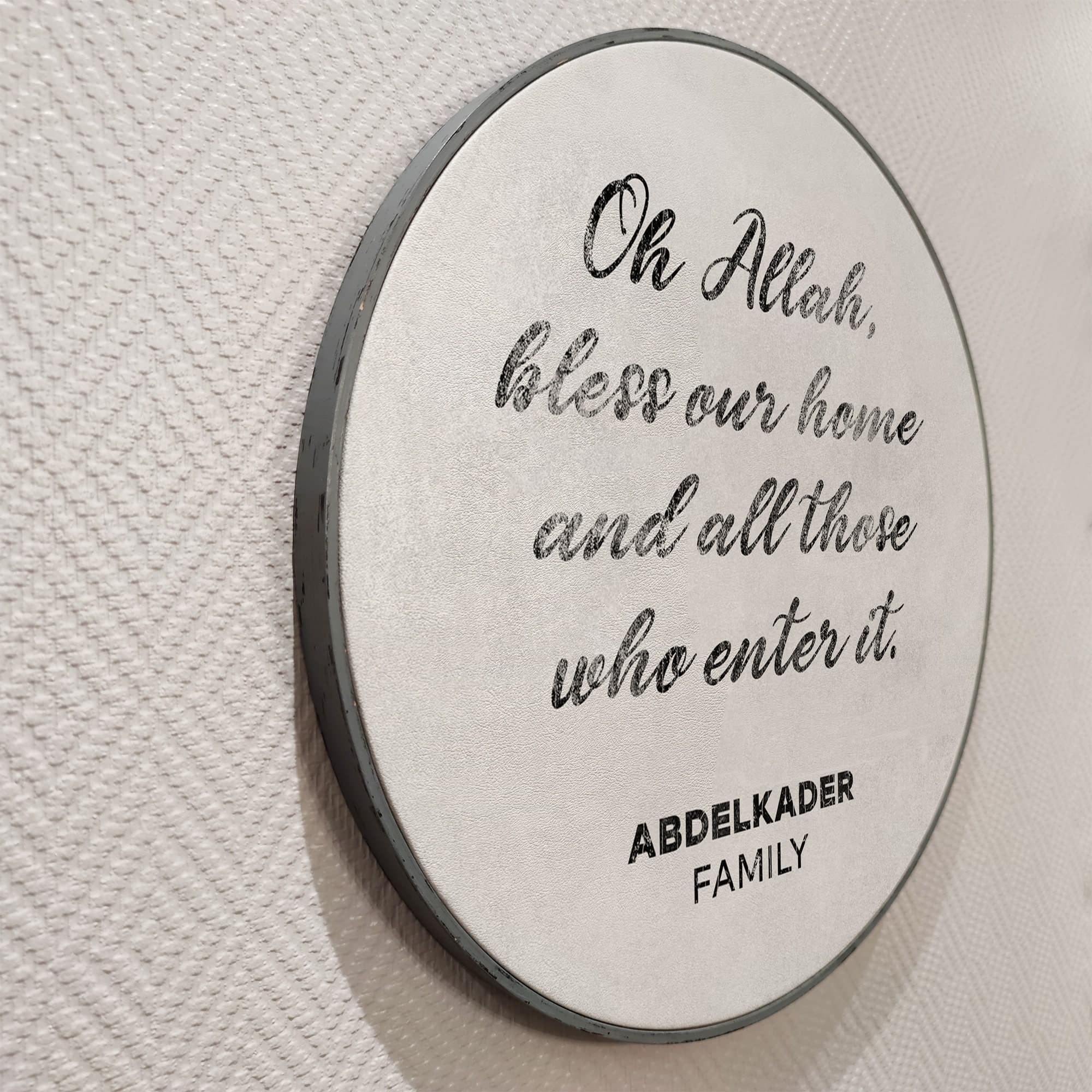 Family Name Islamic Quote Wall Art, Islamic Leather Wall Decor, Oh Allah Bless Home, Quran Decor Painted Wood Eid Designer Sejadah IQ00012-1 - image 5