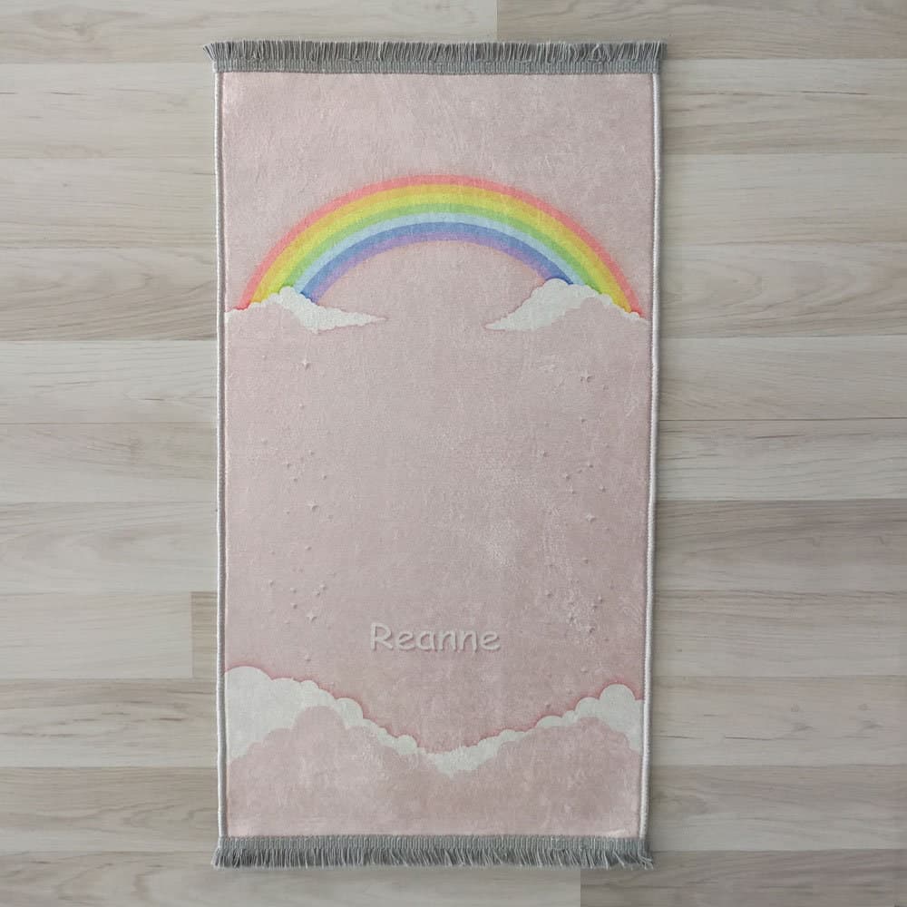 Kids Personalized Rainbow Foam Padded Prayer Mat, Child Muslim Prayer Rug, Islamic Gift, Anti-Slip Mat, Musallah Designer Sejadah 411 - image 4