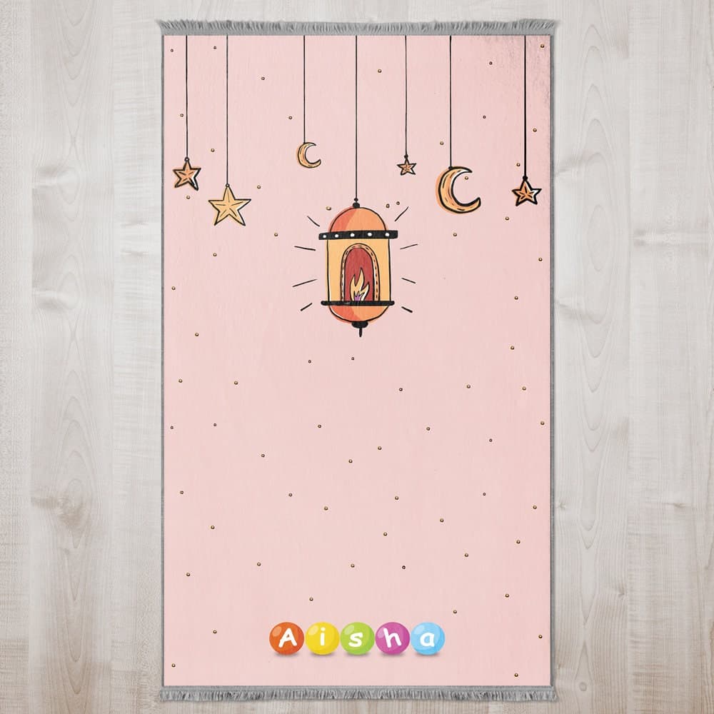 Kids Personalized Lamb&Stars Foam Padded Prayer Mat, Child Muslim Prayer Rug, Islamic Gift Boy Girls Non-Slip, Musallah Designer Sejadah 420 - image 4