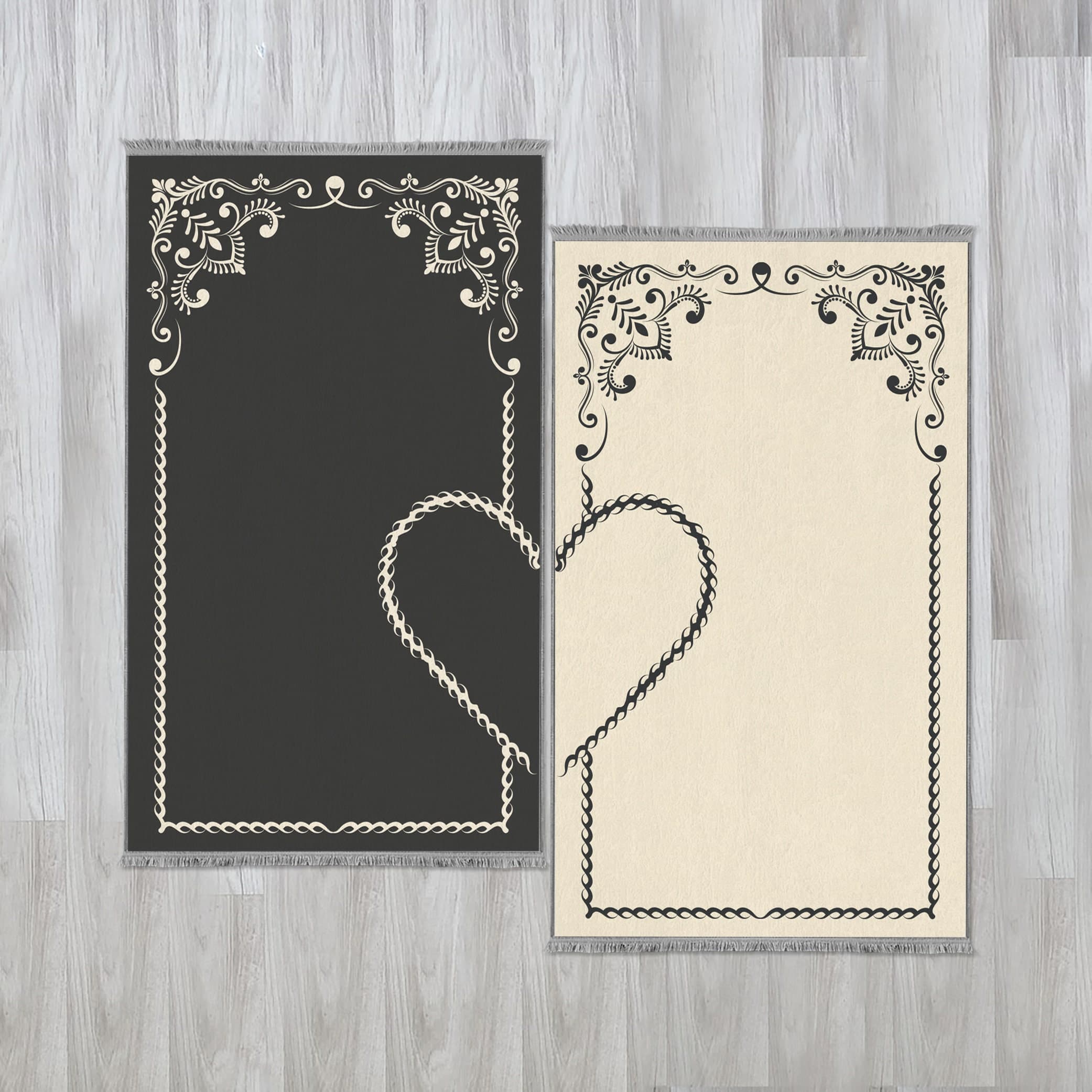 Personalized Foam Padded 2 Prayer Mat Set with Heart Design, Islamic Wedding Gift, Nikkah Gift for Muslim Couples, Dowry Janamaz Rug 702 - image 4
