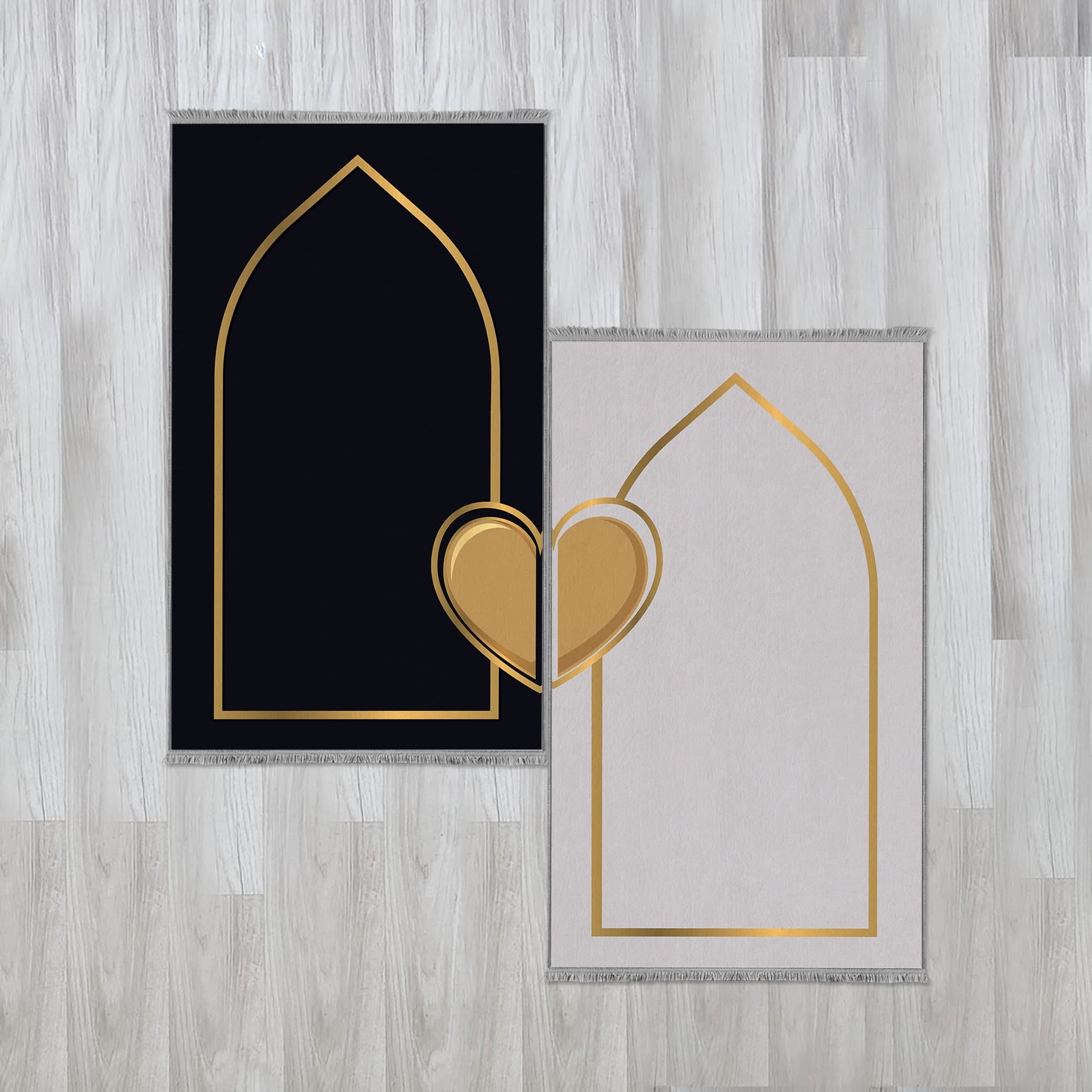 Personalized Foam Padded 2 Prayer Mat Set with Heart Design, Islamic Wedding Gift, Nikkah Gift for Muslim Couples, Dowry Janamaz Rug 708 - image 4